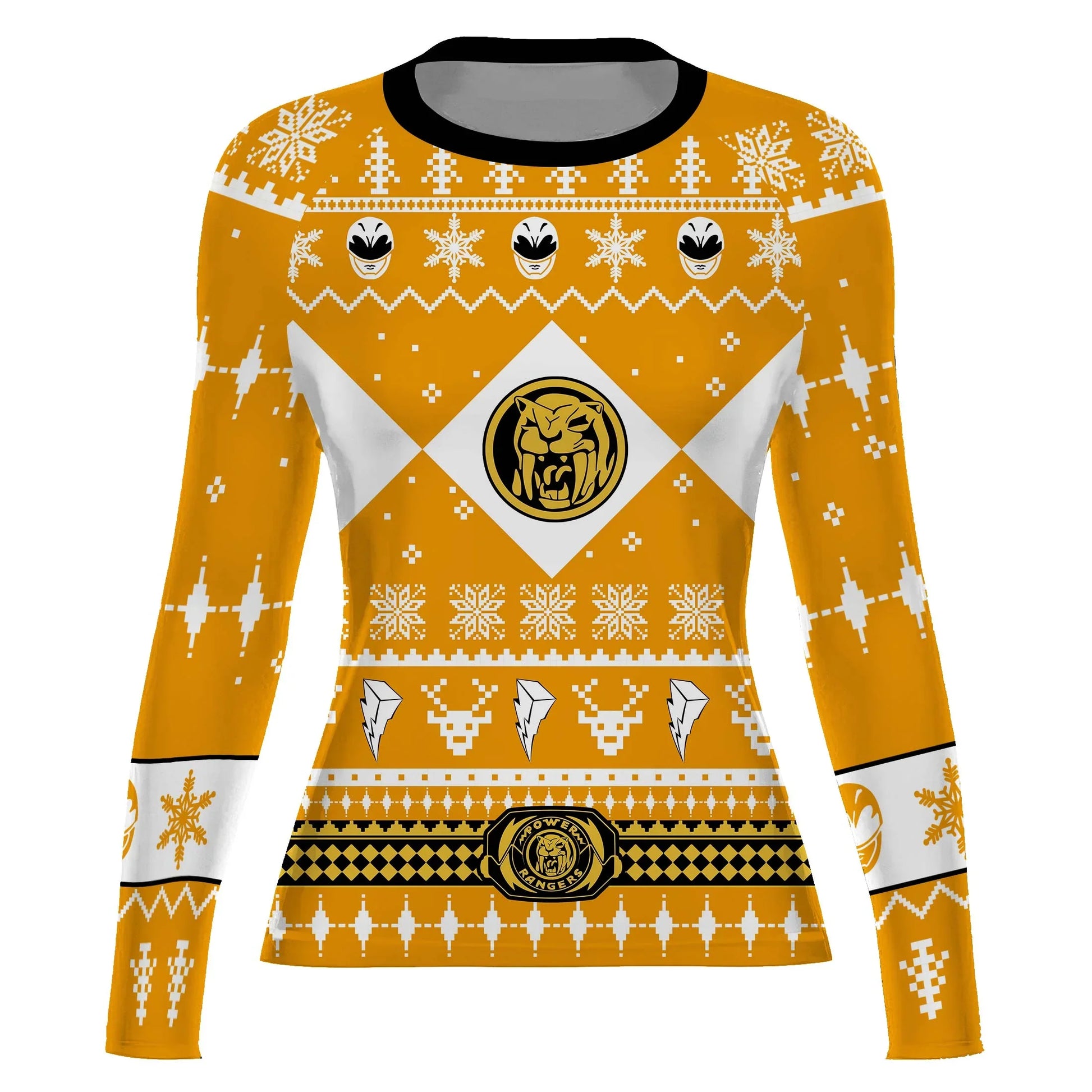 Mighty Morphin Yellow Ranger Christmas Rash Guard