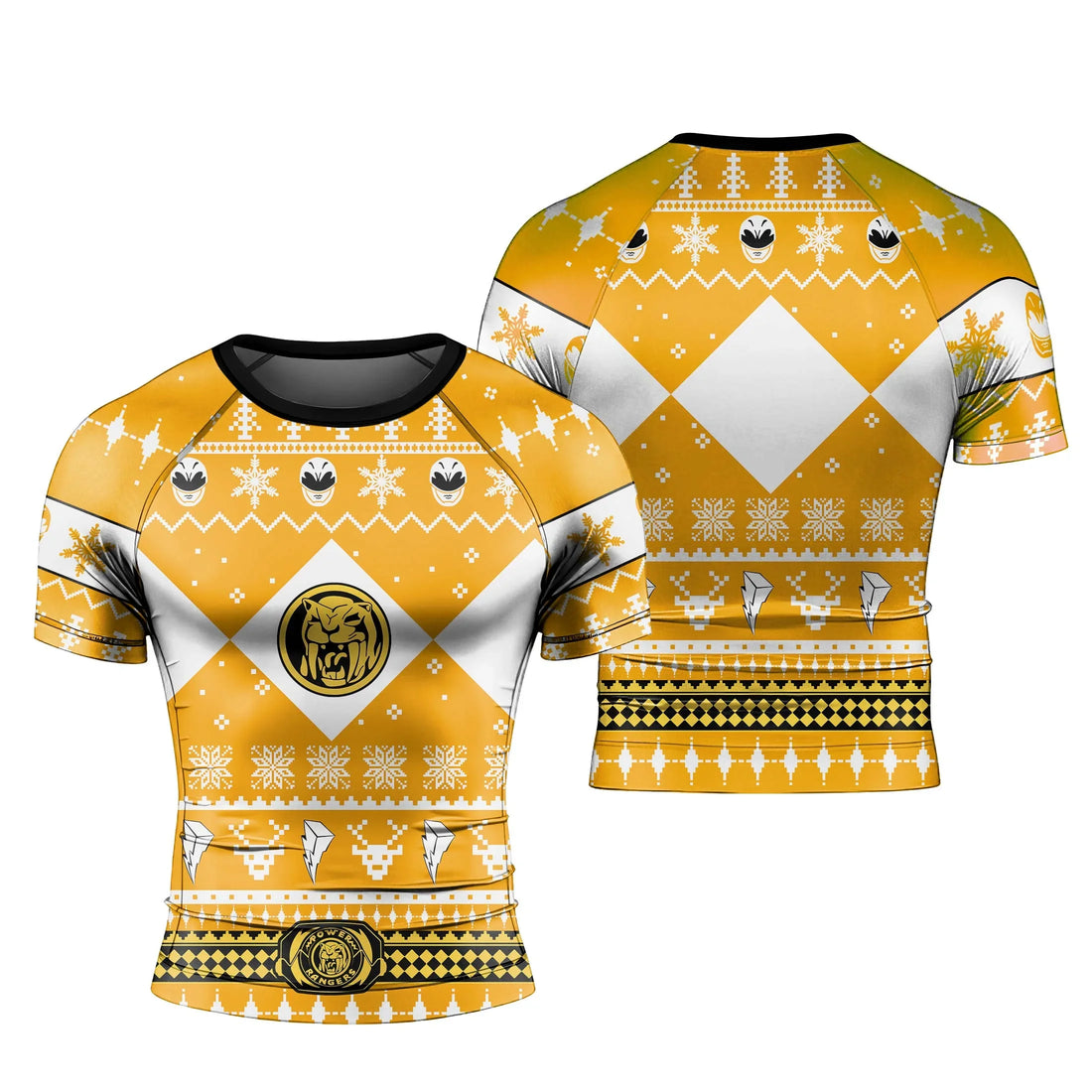 Mighty Morphin Yellow Ranger Christmas Rash Guard