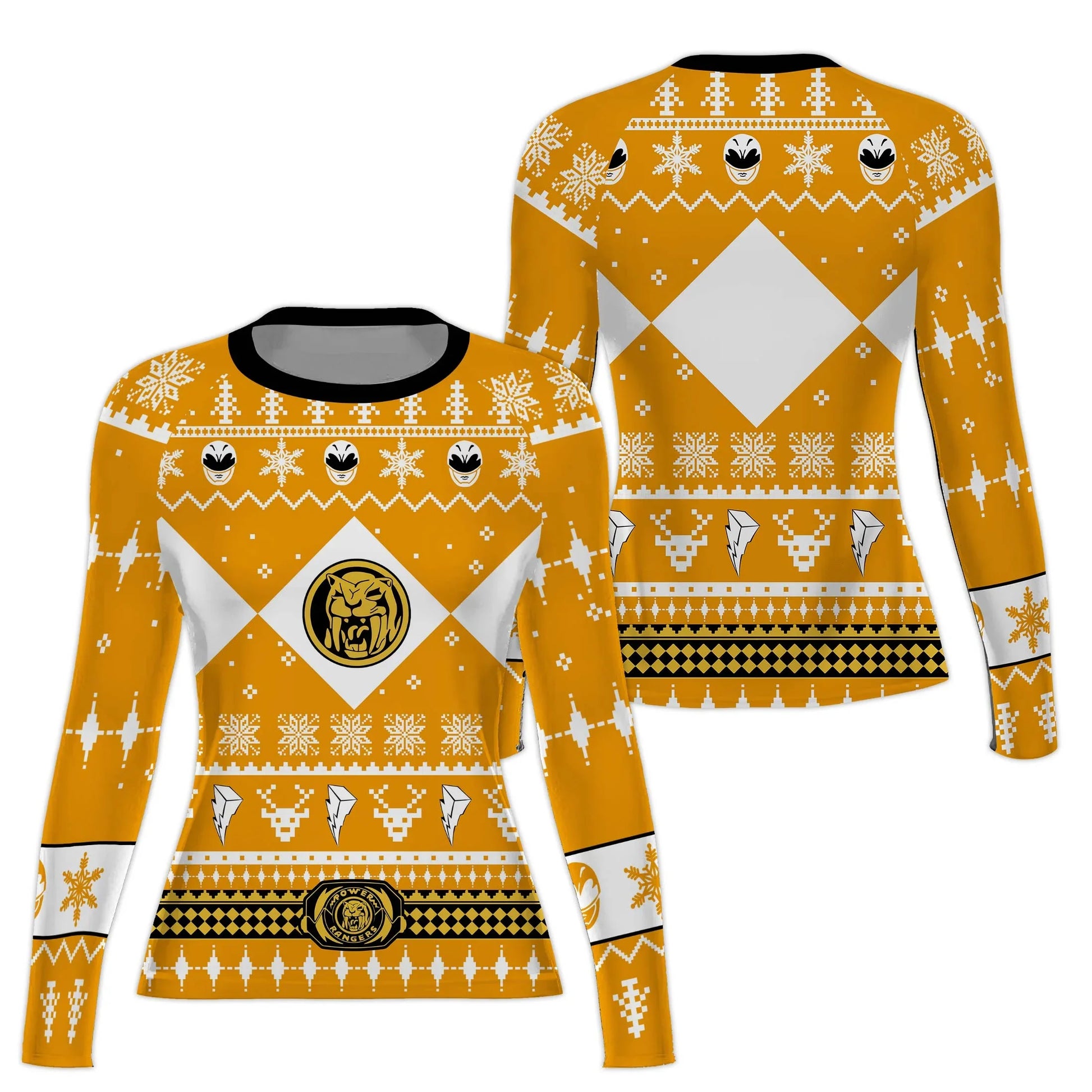 Mighty Morphin Yellow Ranger Christmas Rash Guard
