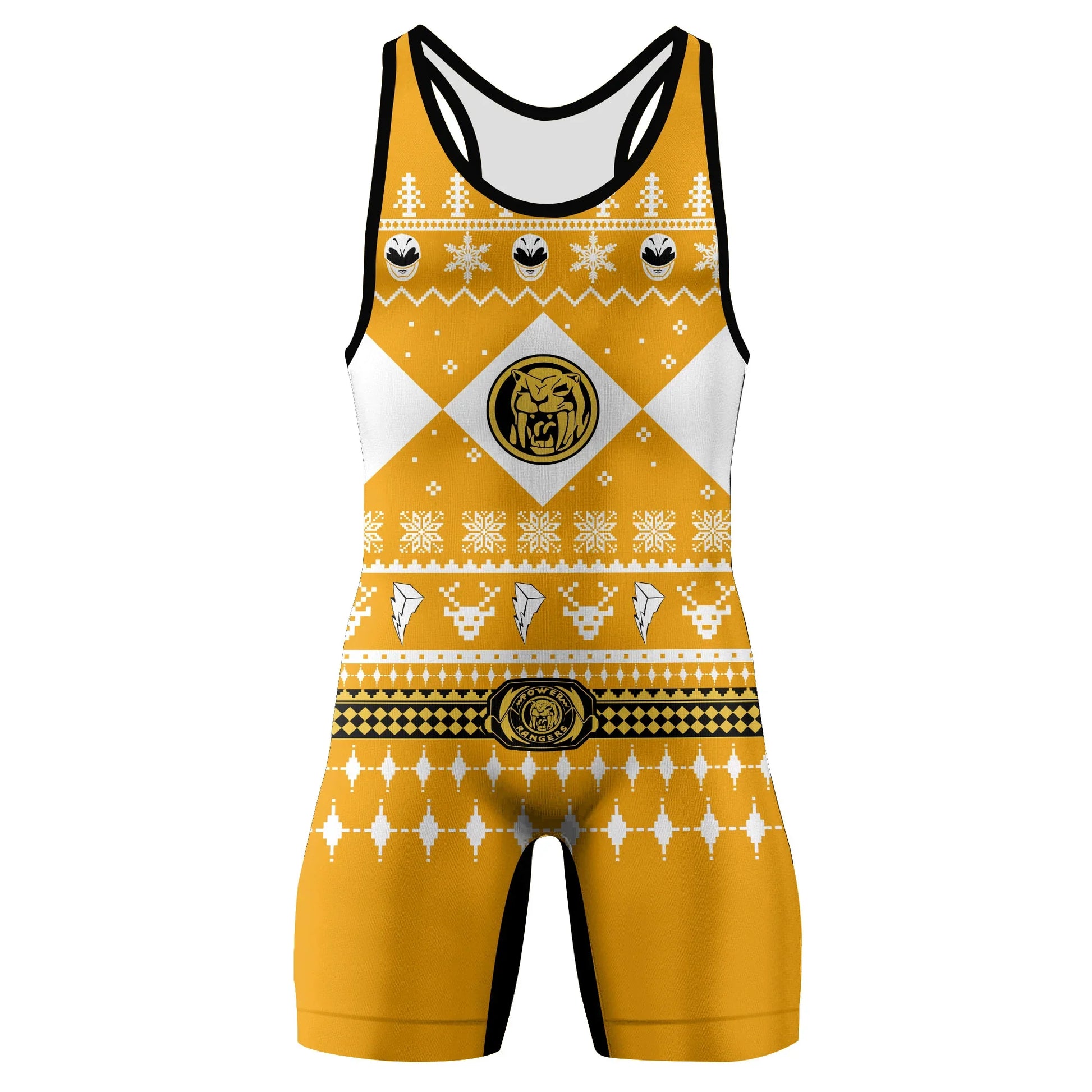 Mighty Morphin Yellow Ranger Christmas Wrestling Singlet