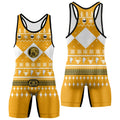 Mighty Morphin Yellow Ranger Christmas Wrestling Singlet