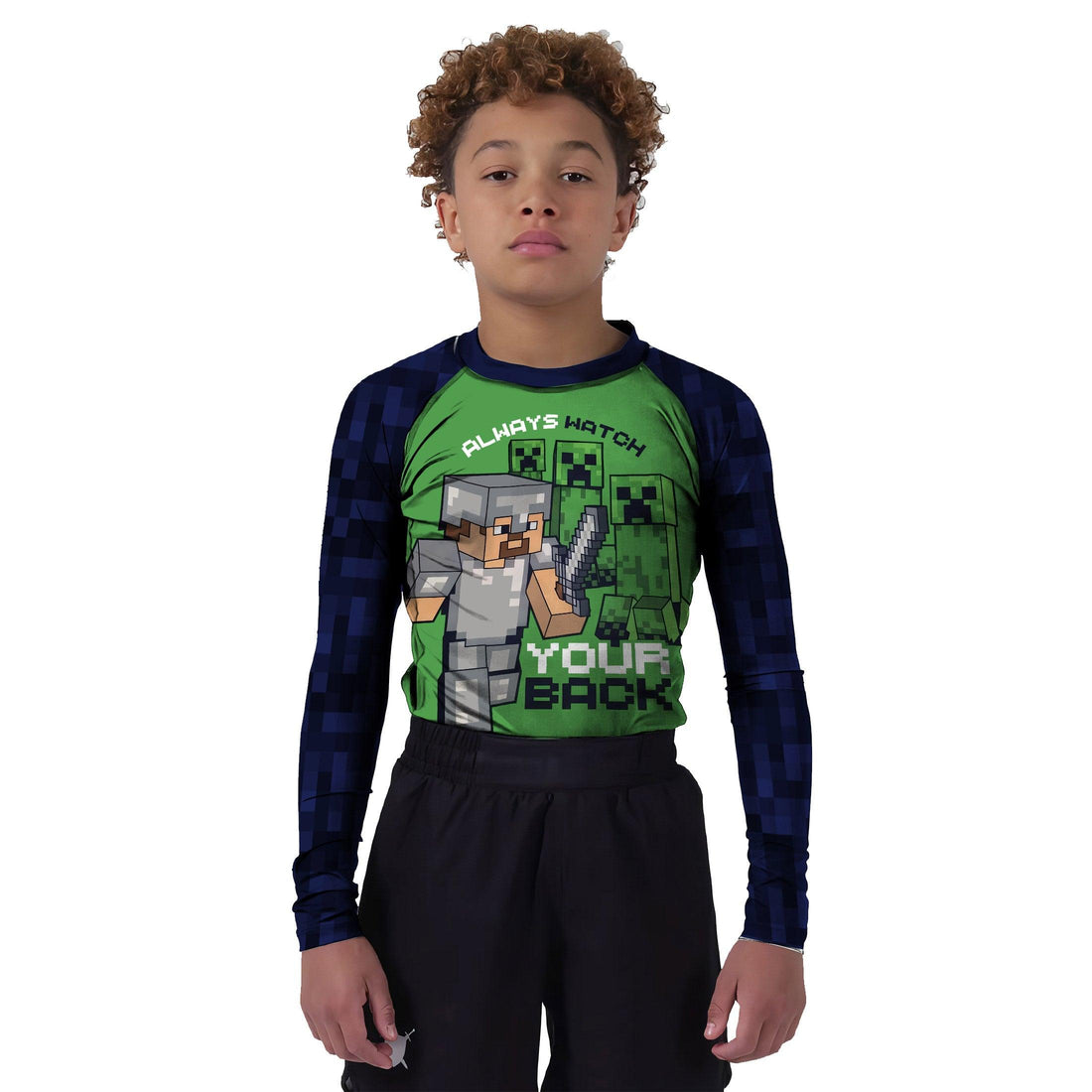 Minecraft Alway Watch Your Back Kids Rash Guard