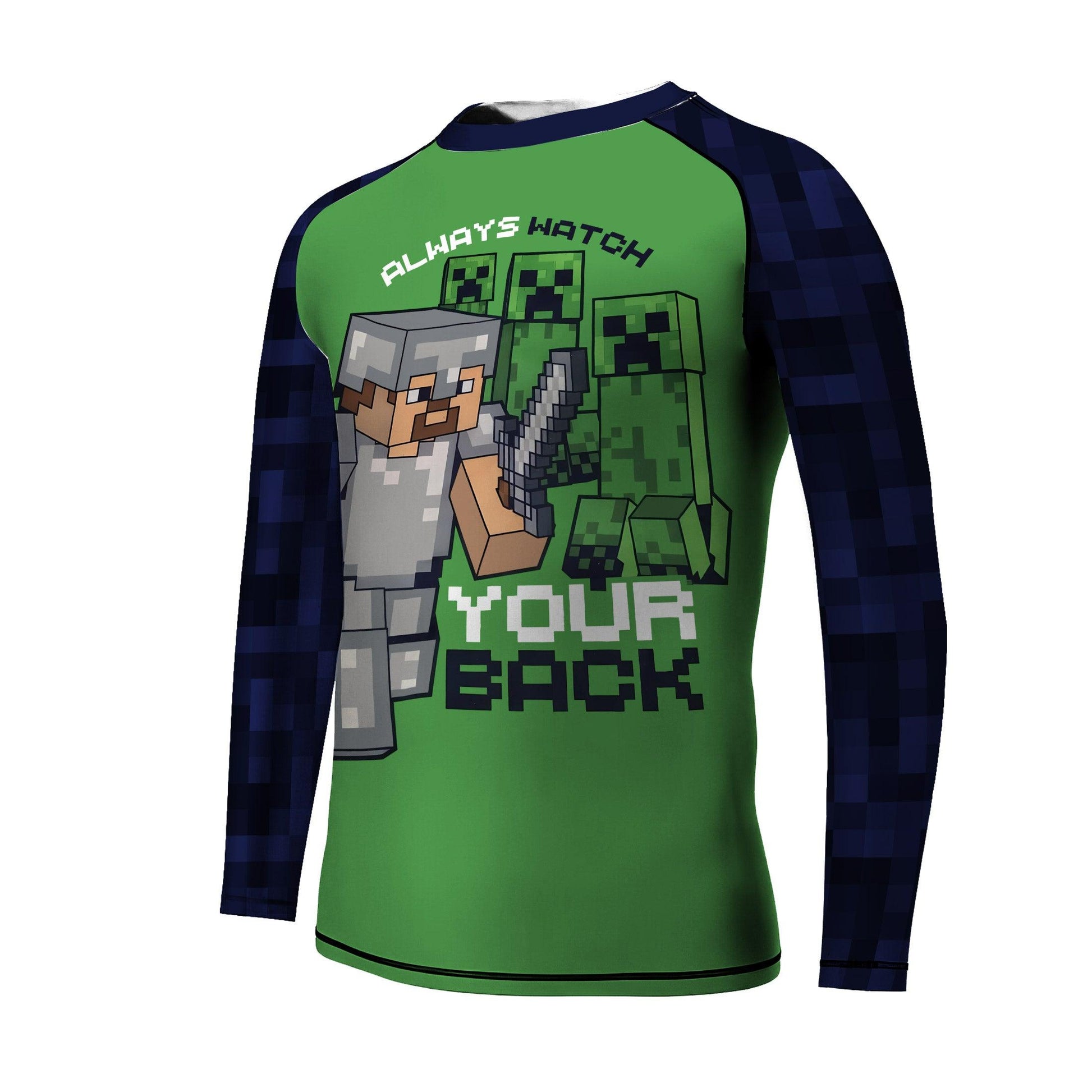 Minecraft Alway Watch Your Back Kids Rash Guard
