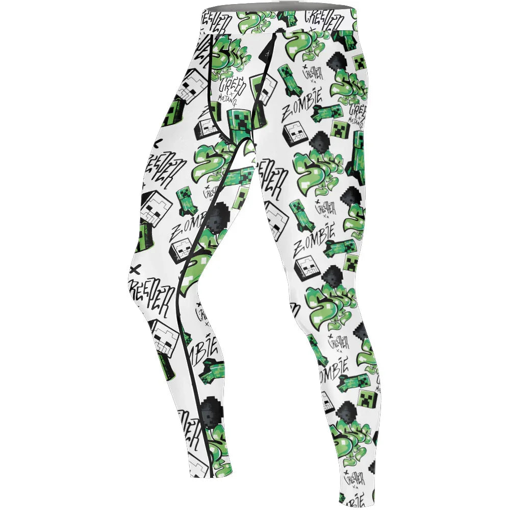 Minecraft Creeper Graffiti Men's Compression Leggings