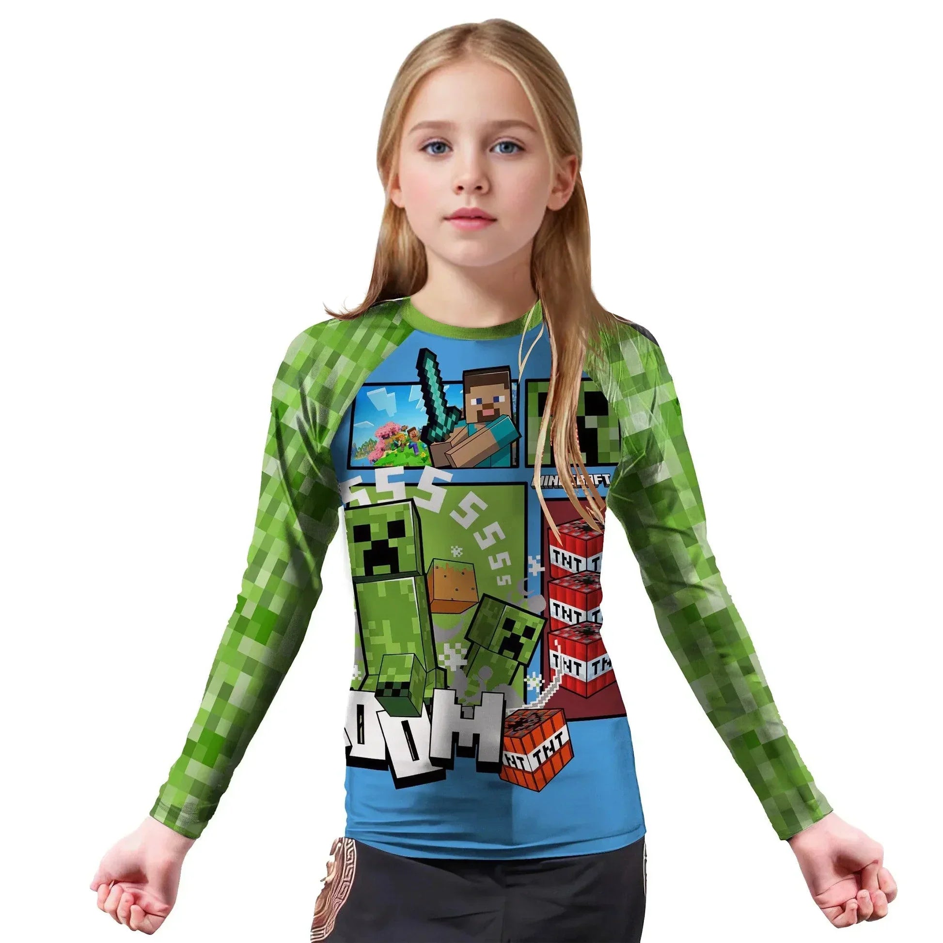 Minecraft Creeper Kids Rash Guard | Athletic Wear