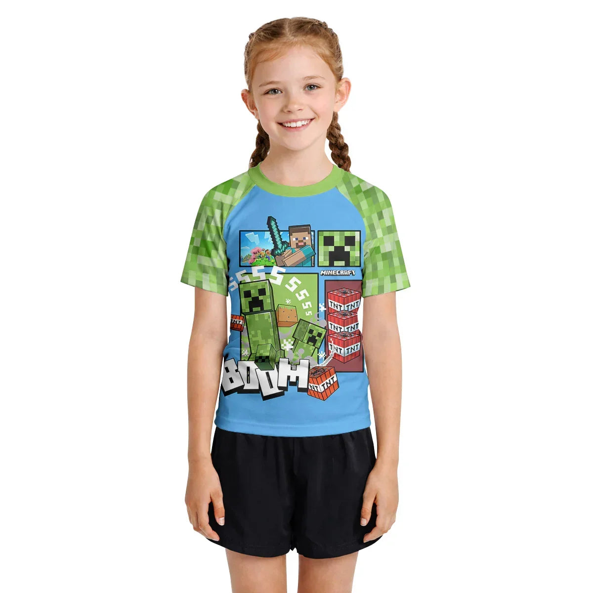 Minecraft Creeper Kids Rash Guard