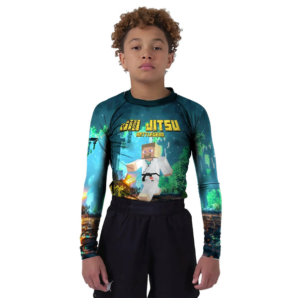 Minecraft Jiu Jitsu Kids Rash Guard | Athletic Wear