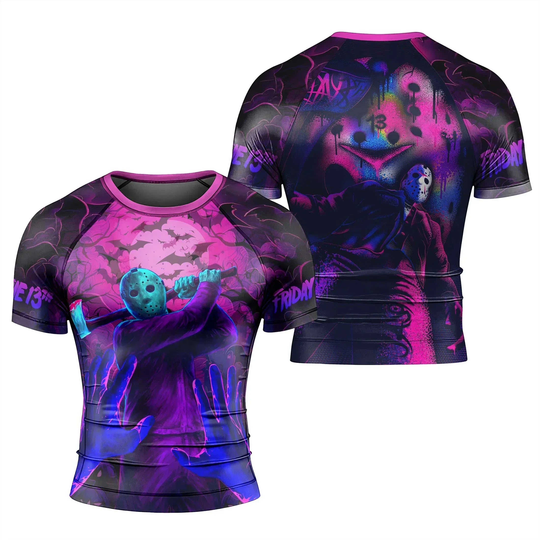 Neon Butcher Jason Voorhees Rash Guard for MMA & Fitness