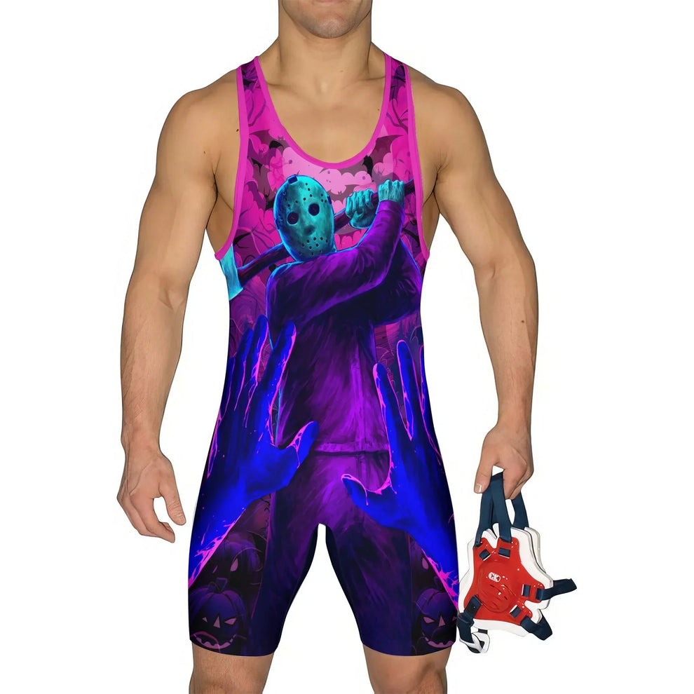 Neon Butcher Jason Voorhees Wrestling Singlet – Wrestling Singlet