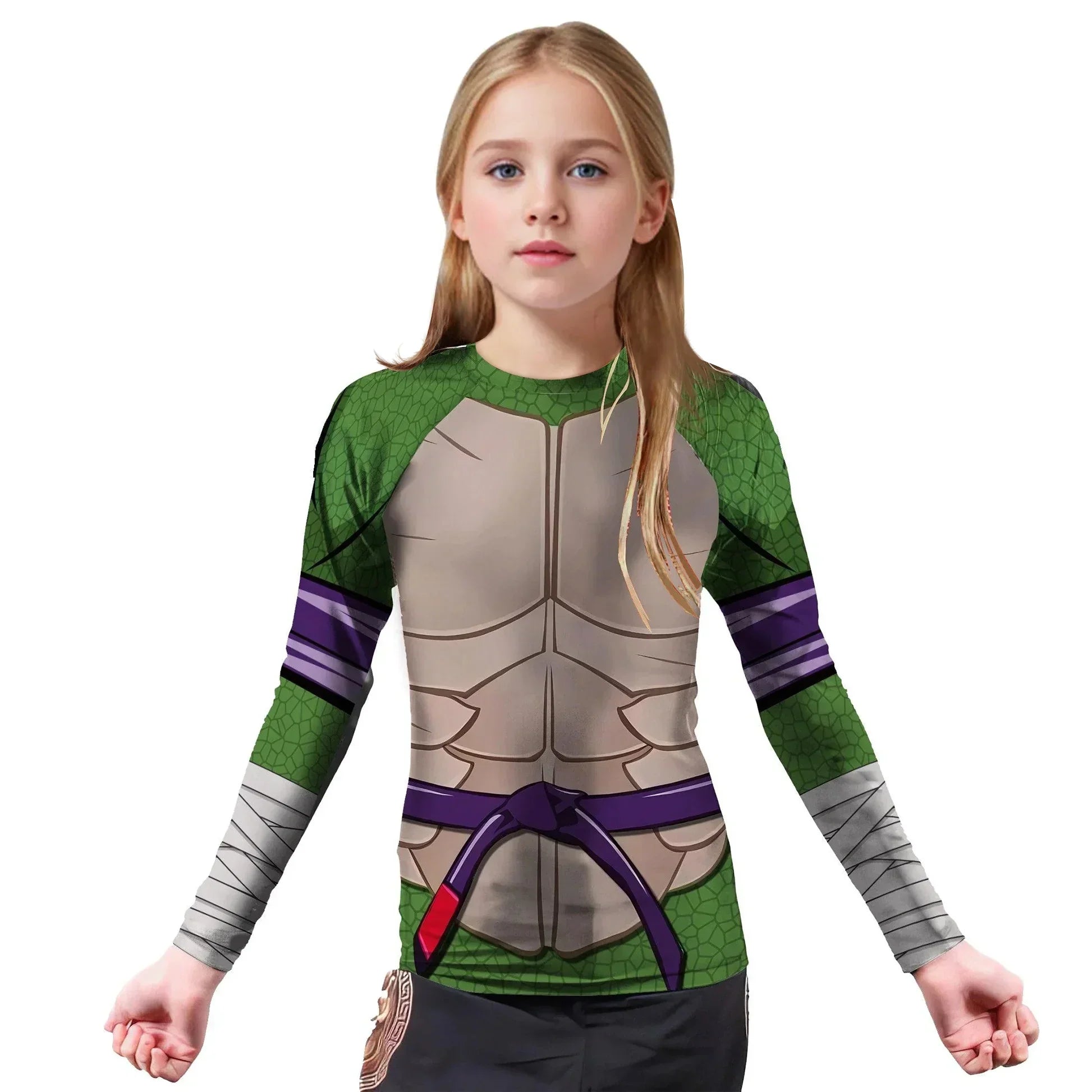 Ninja Turtle Donnie Cosplay Kids Rash Guard | Athletic Wear