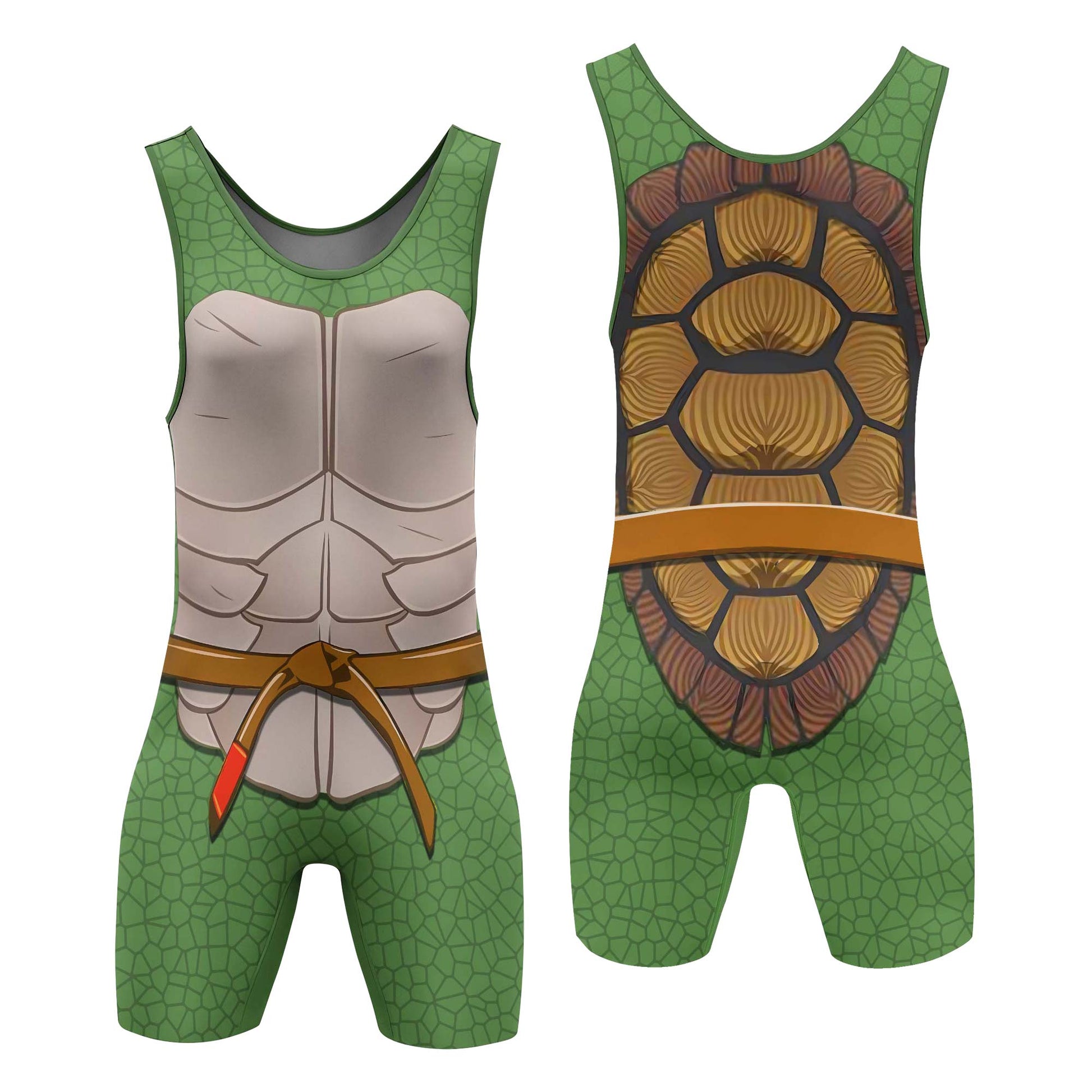 Ninja Turtle Mikey Cosplay Wrestling Singlet