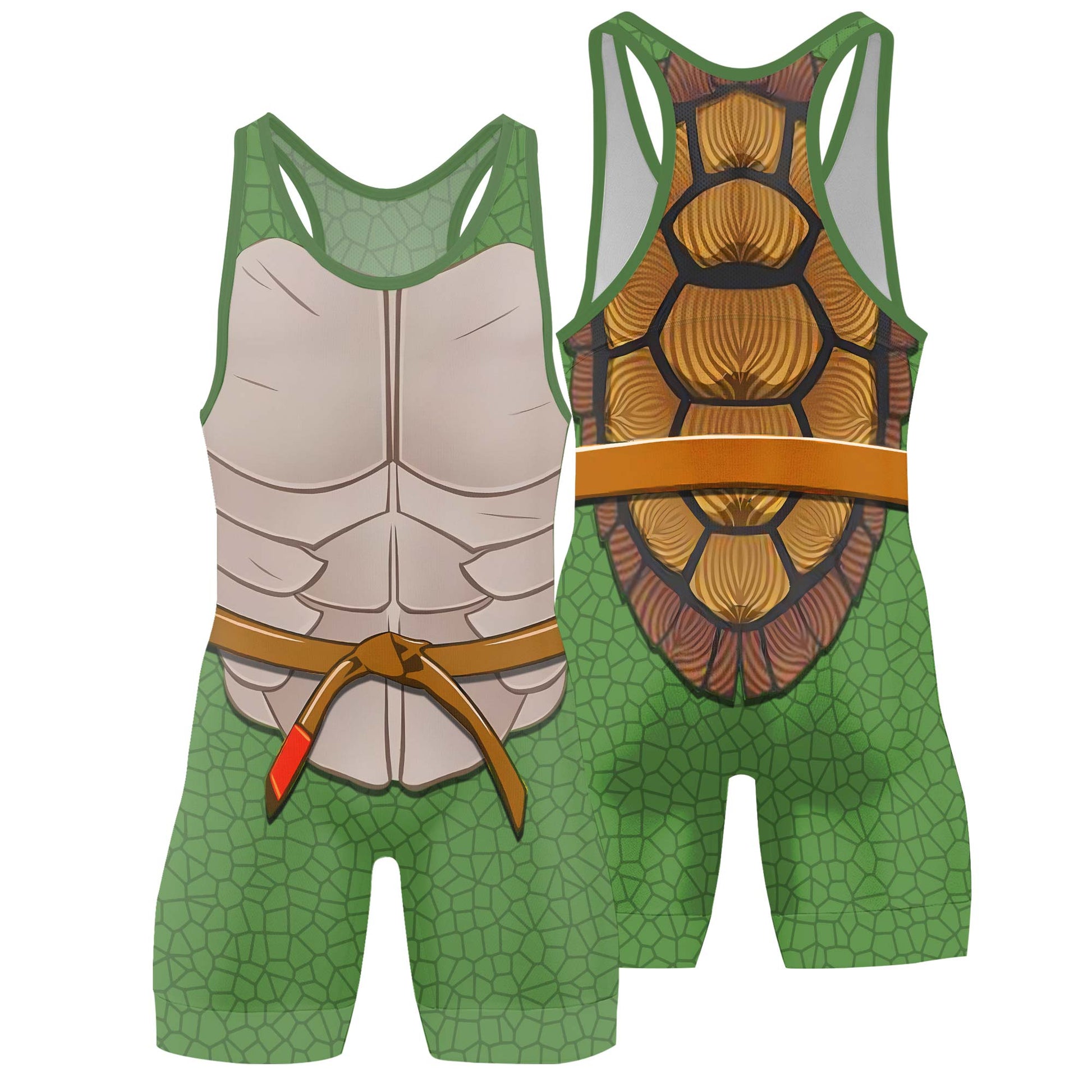 Ninja Turtle Mikey Cosplay Wrestling Singlet