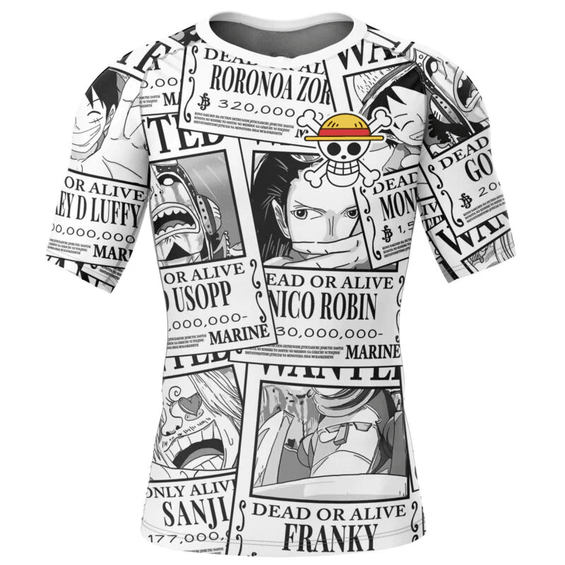 One Piece Straw Hat Pirates Wanted Rash Guard