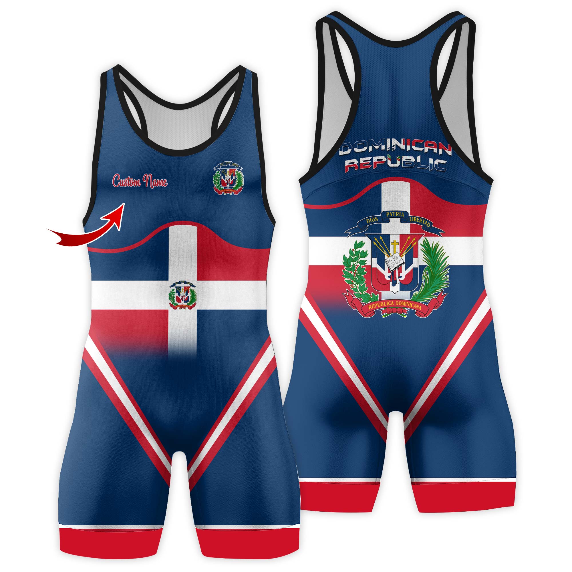 Personalized Dominican Blaze Wrestling Singlet