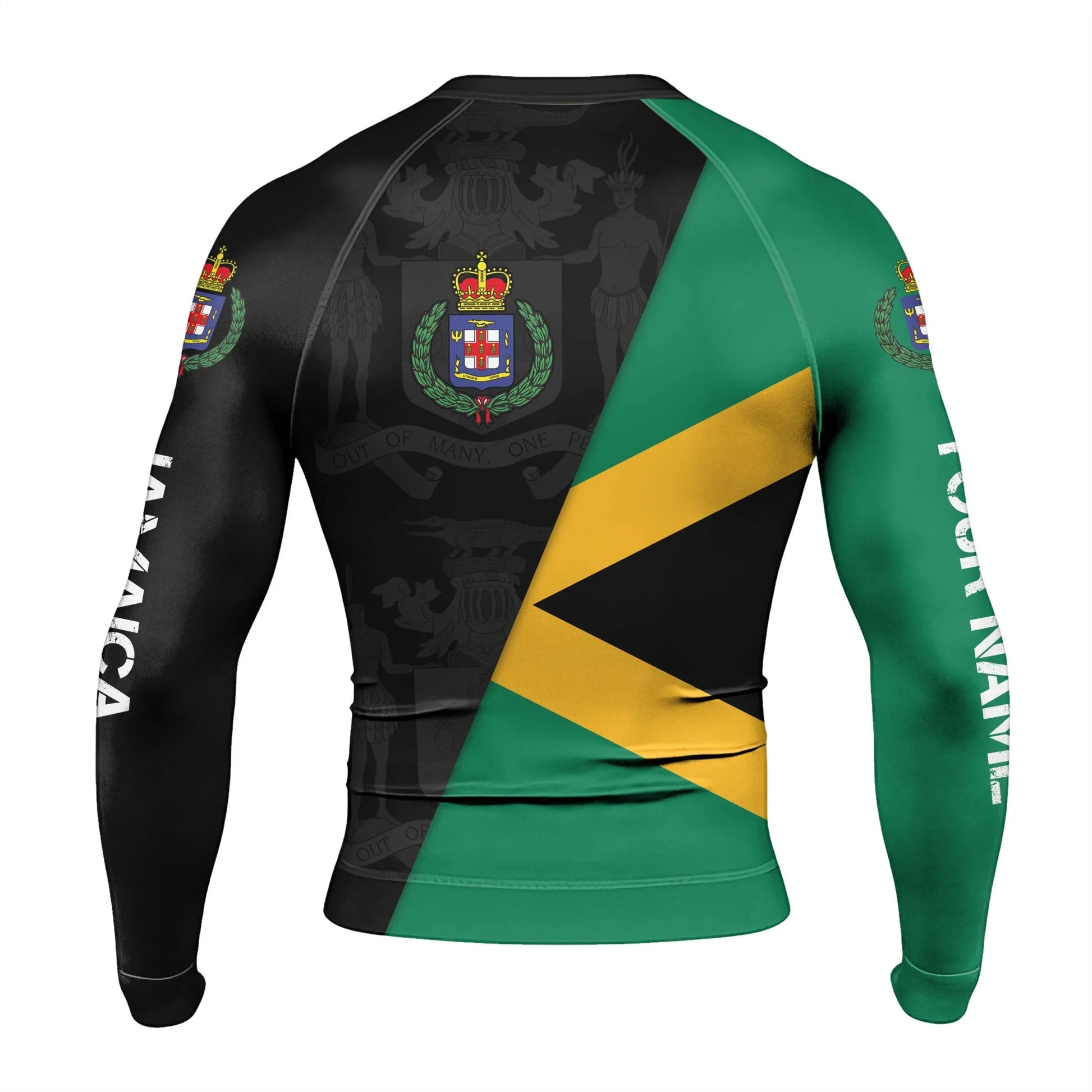 Personalized Jamaica Flag Diagonal Split Rash Guard