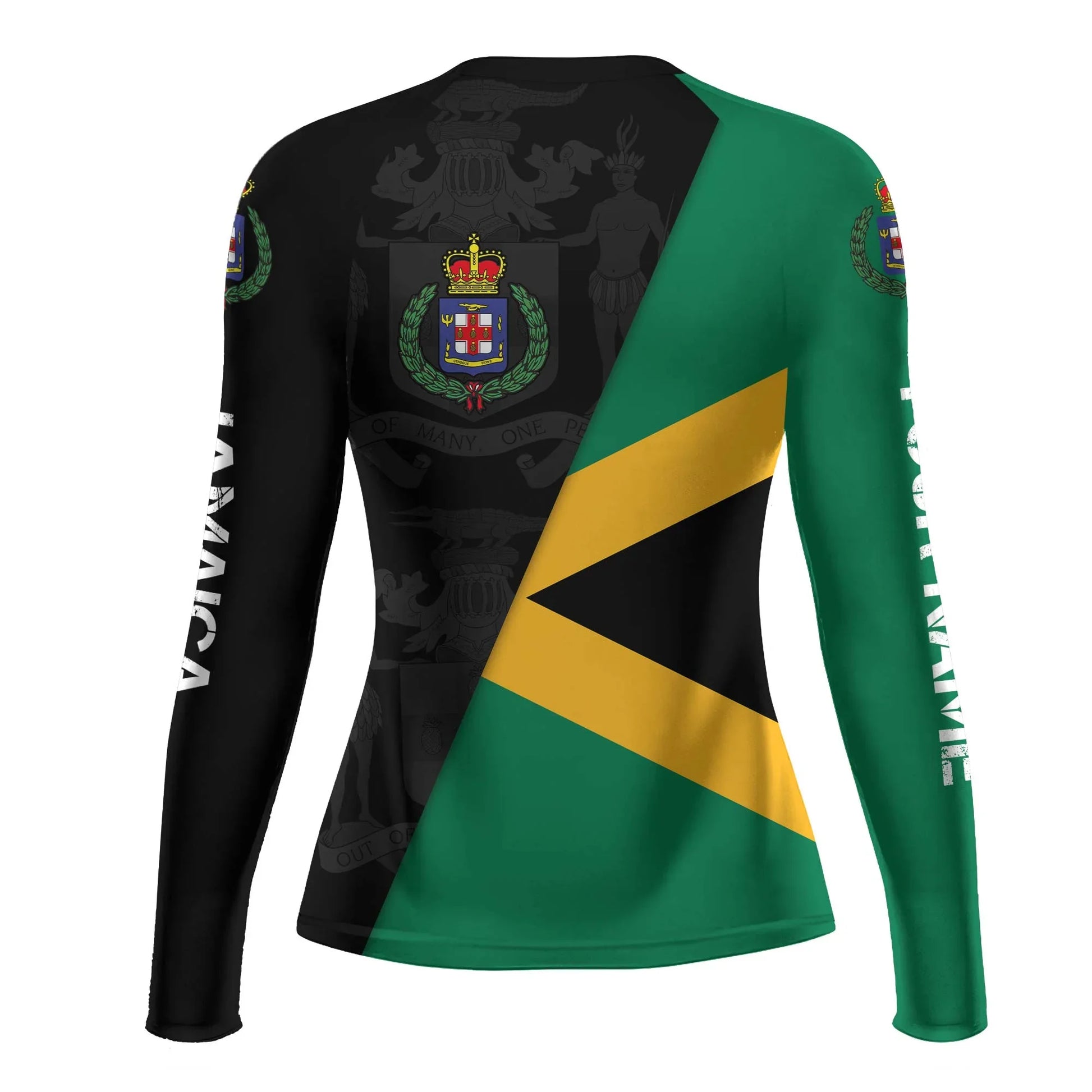 Personalized Jamaica Flag Diagonal Split Rash Guard