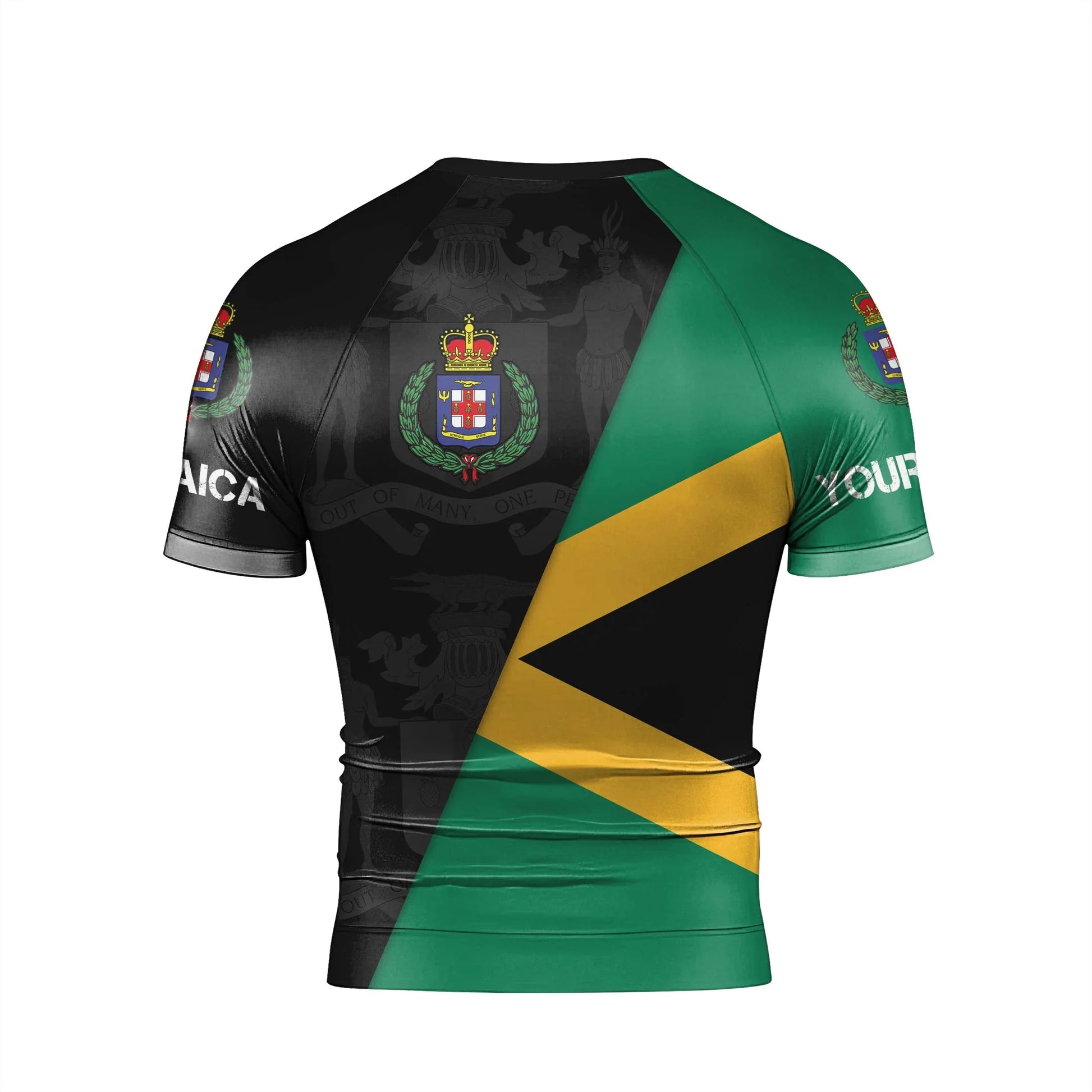 Personalized Jamaica Flag Diagonal Split Rash Guard