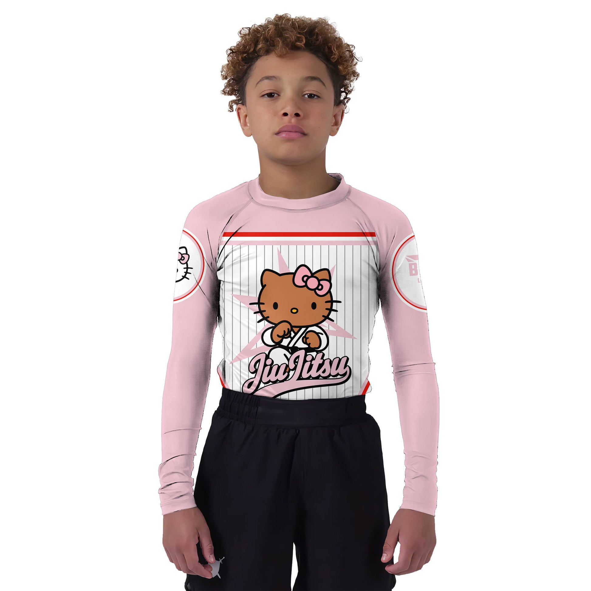 Personalized Jiu Jitsu Hello Kitty Kids Rash Guard
