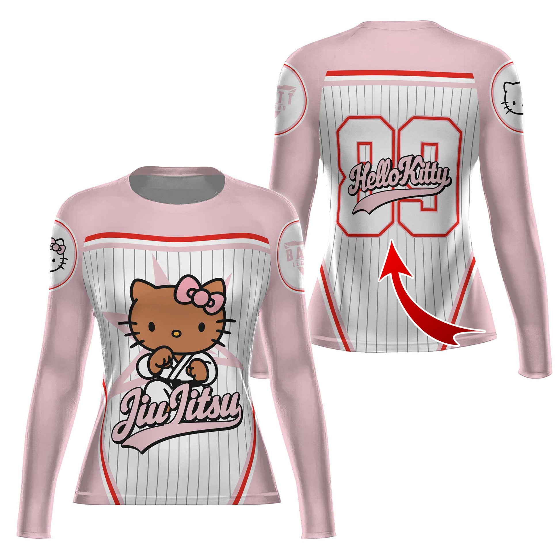 Personalized Jiu Jitsu Hello Kitty Rash Guard