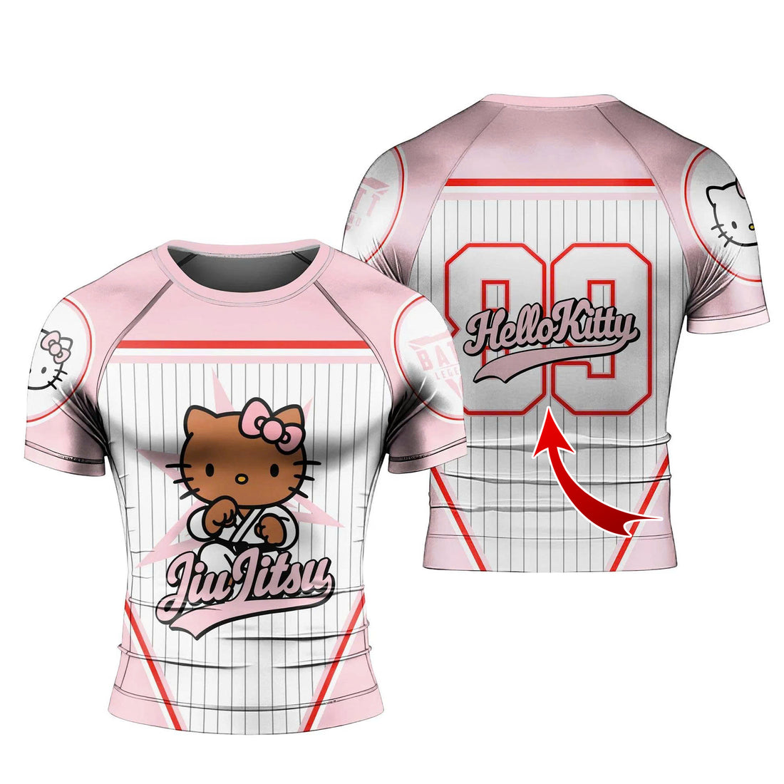 Personalized Jiu Jitsu Hello Kitty Rash Guard