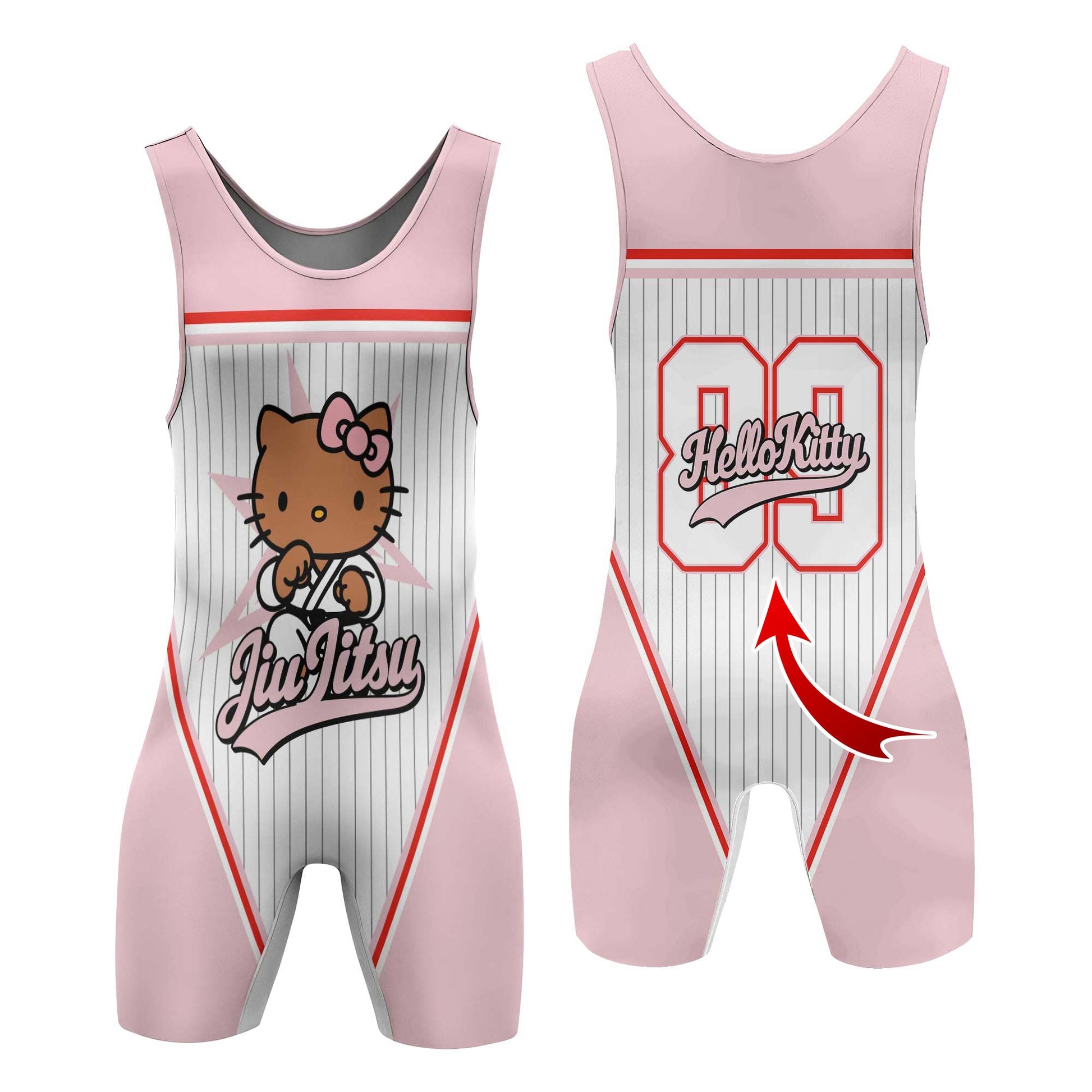 Personalized Jiu Jitsu Hello Kitty Wrestling Singlet