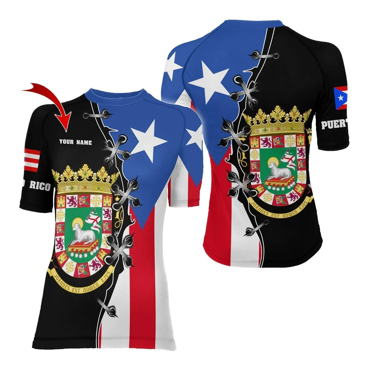 Costa Rica Rash Guard Personalized Puerto Rican Power Rash Guard | Athletic Rash Guard