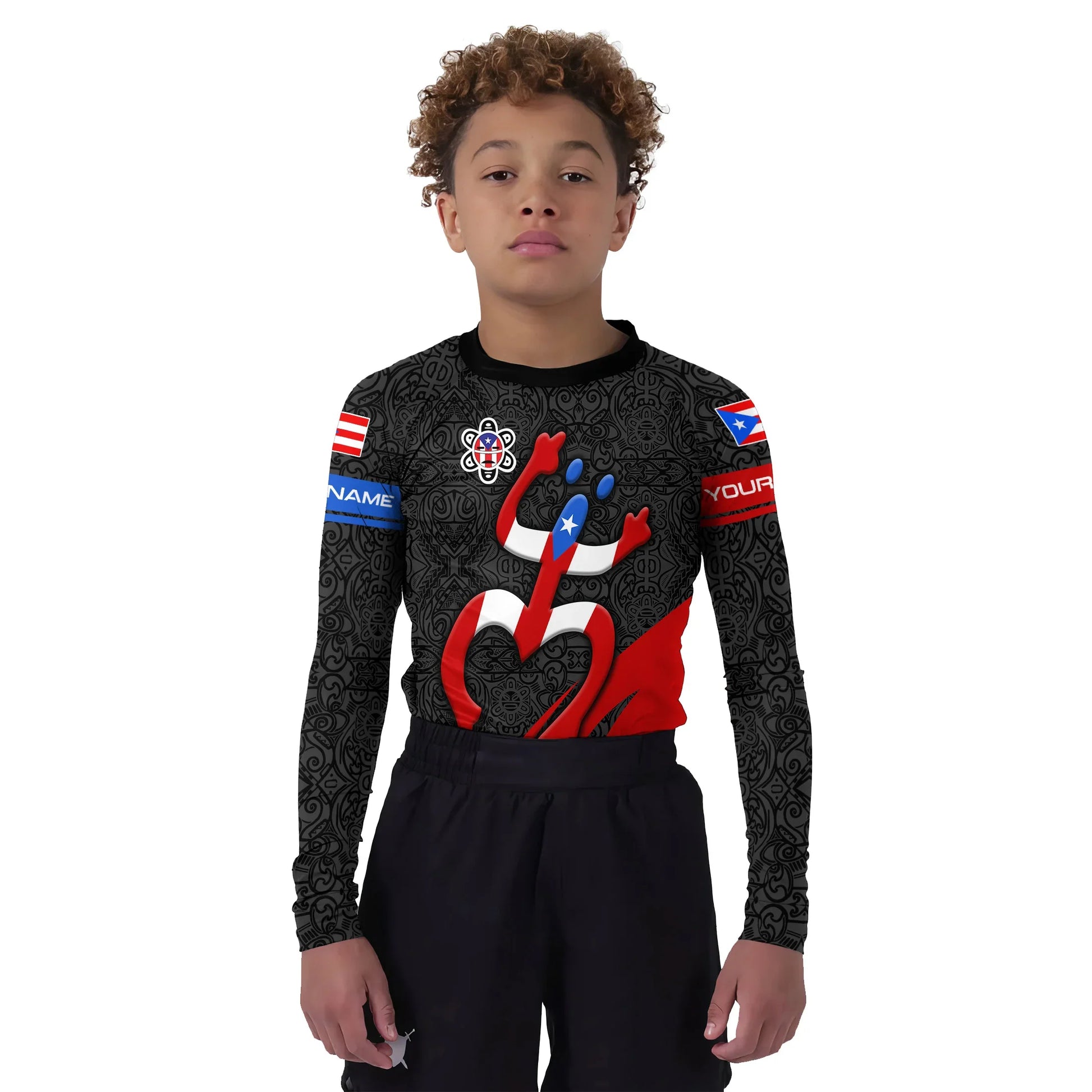 Personalized Puerto Rican Spirit Kids Rash Guard