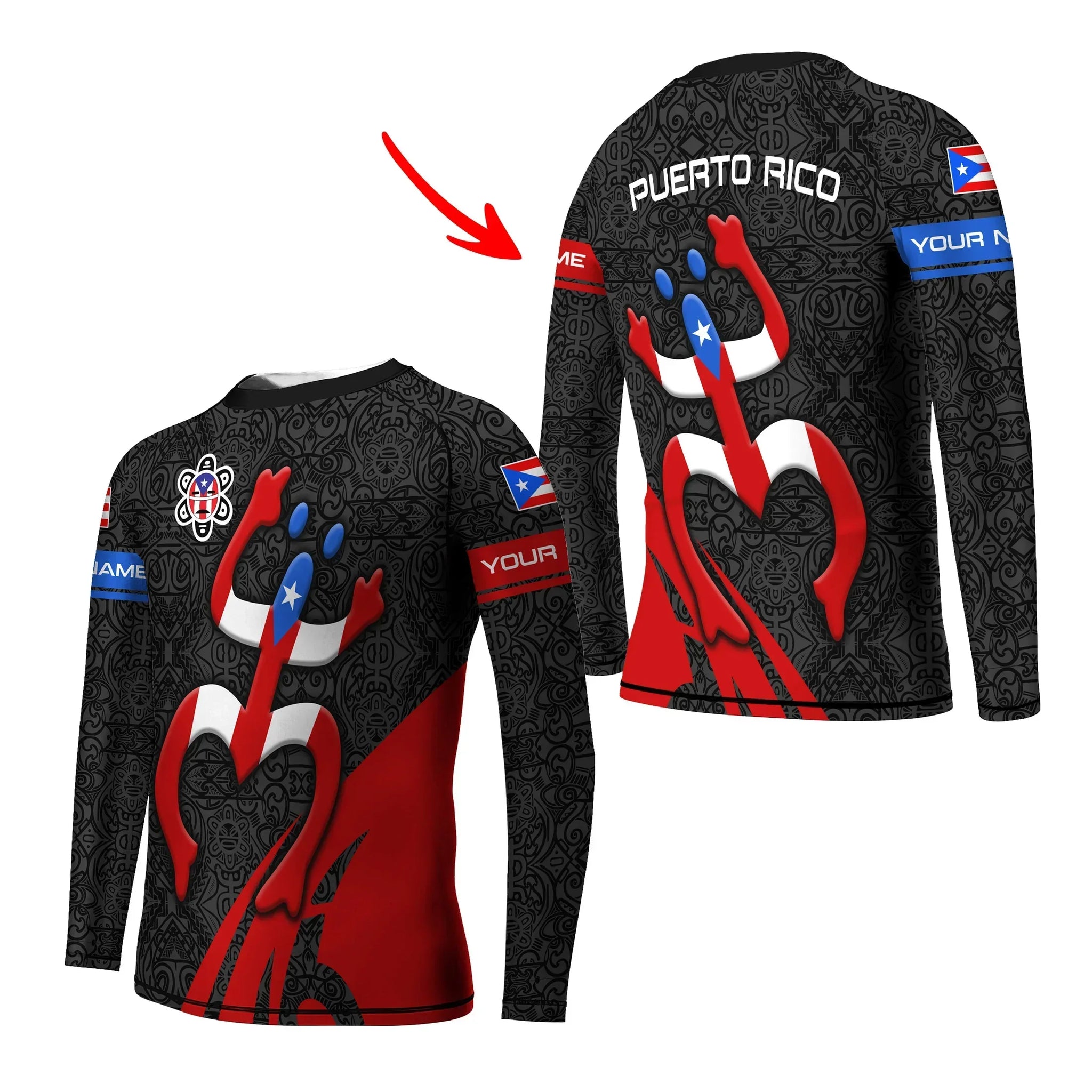 Costa Rica Rash Guard Personalized Puerto Rican Spirit Kids Rash Guard