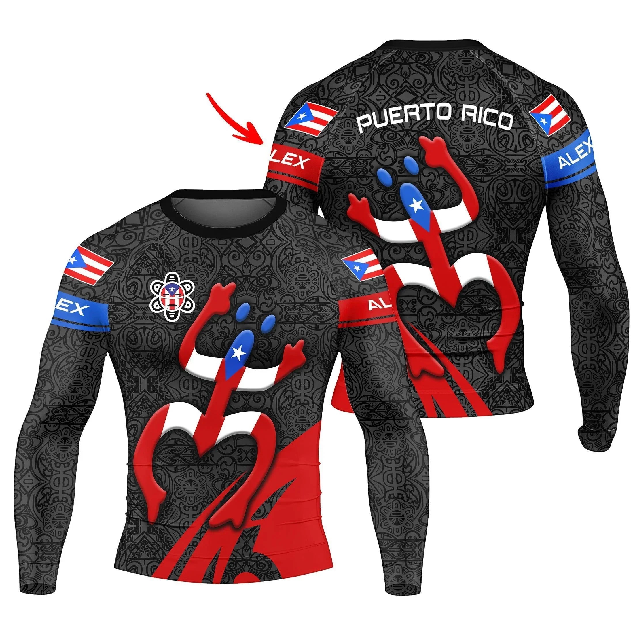 Personalized Puerto Rican Spirit Rash Guard | Athletic Rash Guard