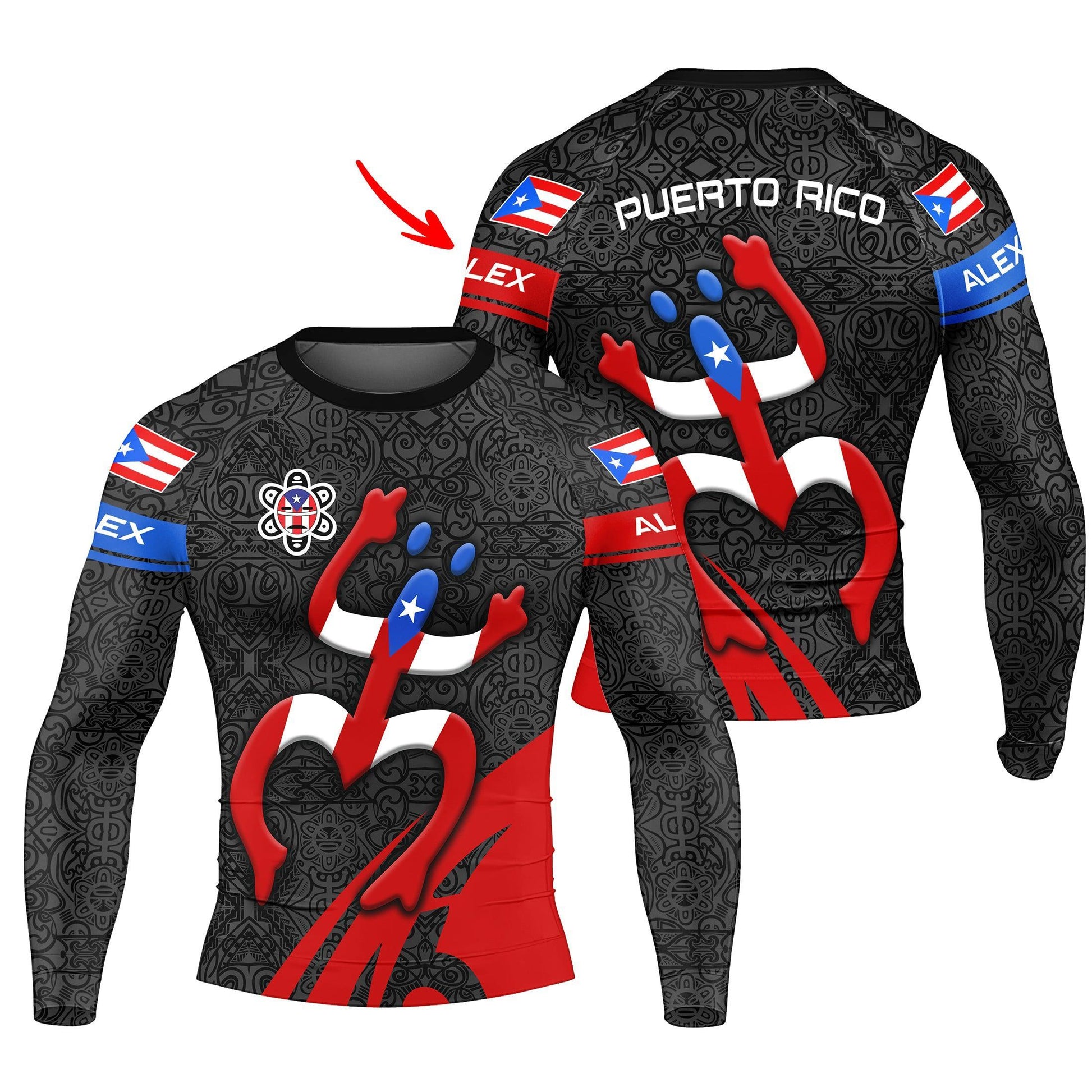 Personalized Puerto Rican Spirit Rash Guard