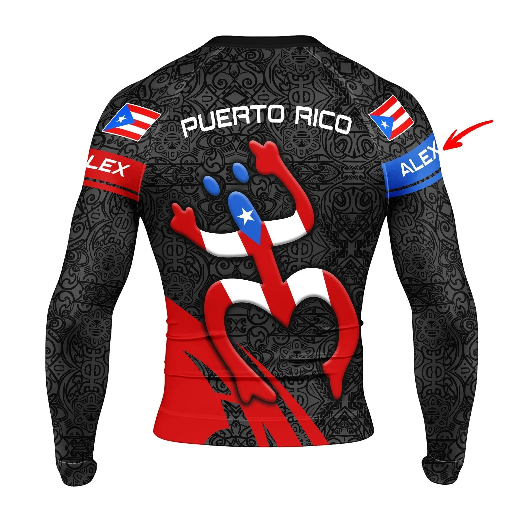 Costa Rica Rash Guard Personalized Puerto Rican Spirit Rash Guard | Athletic Rash Guard