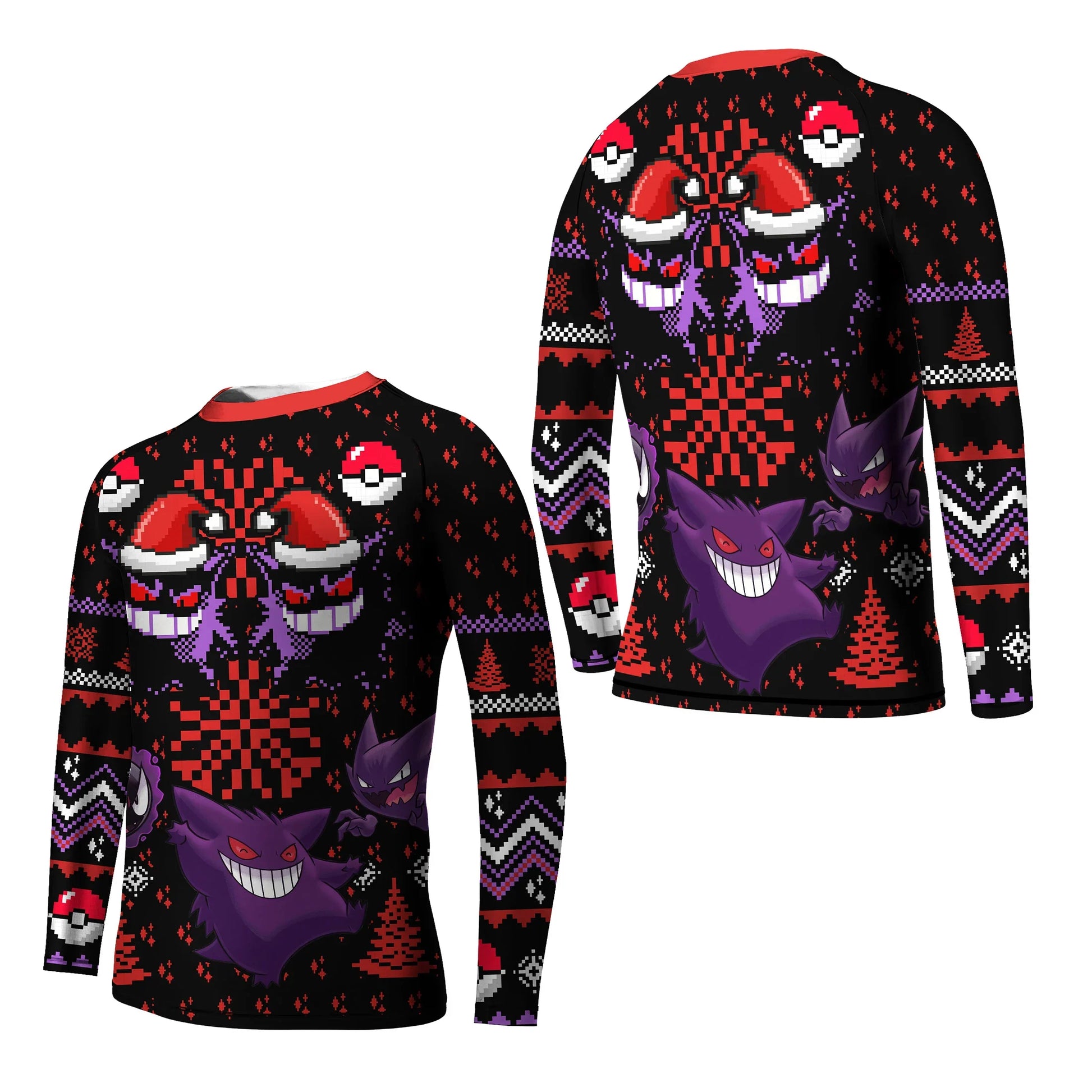Pokemon Gastly Haunter Gengar Christmas Kids Rash Guard