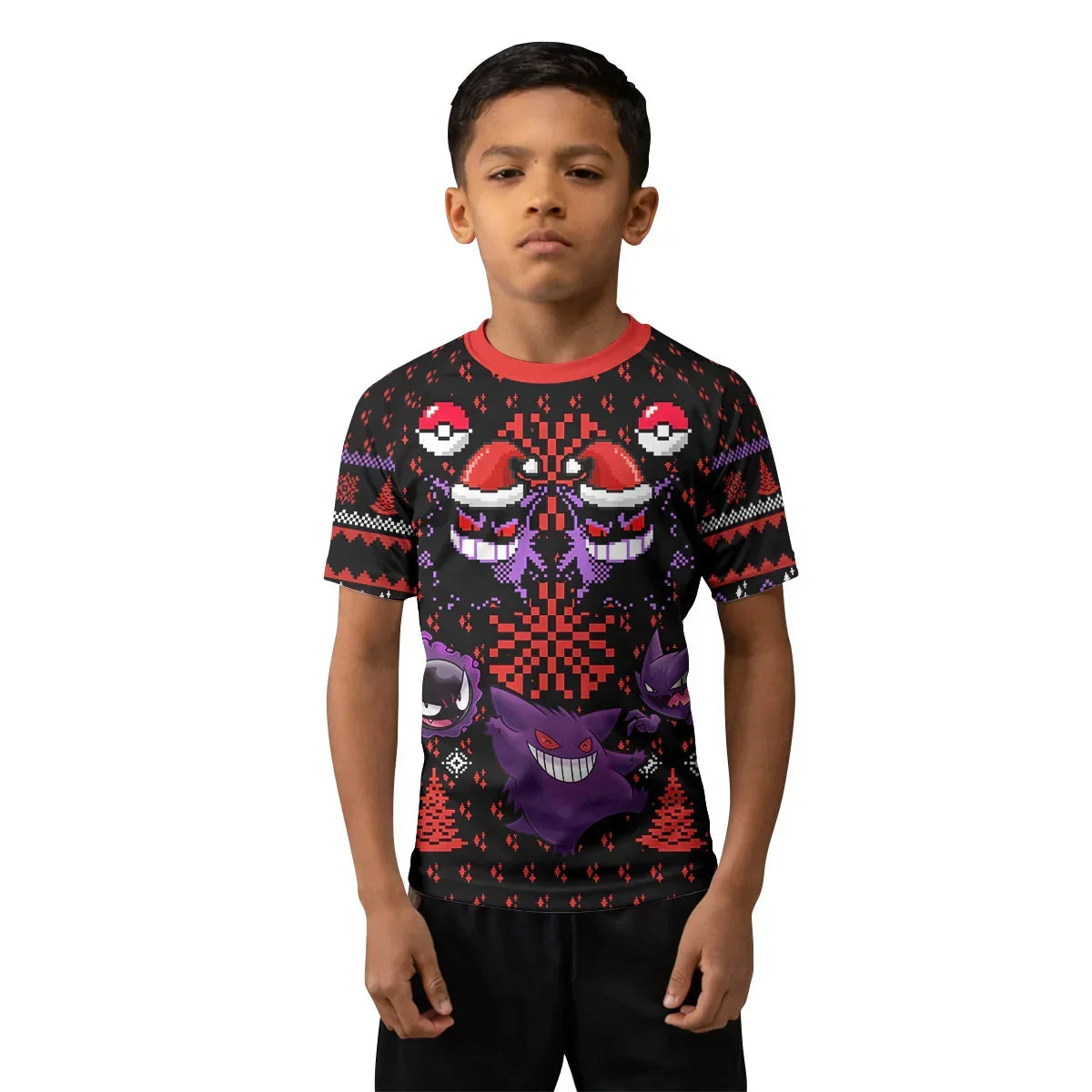 Pokemon Gastly Haunter Gengar Christmas Kids Rash Guard