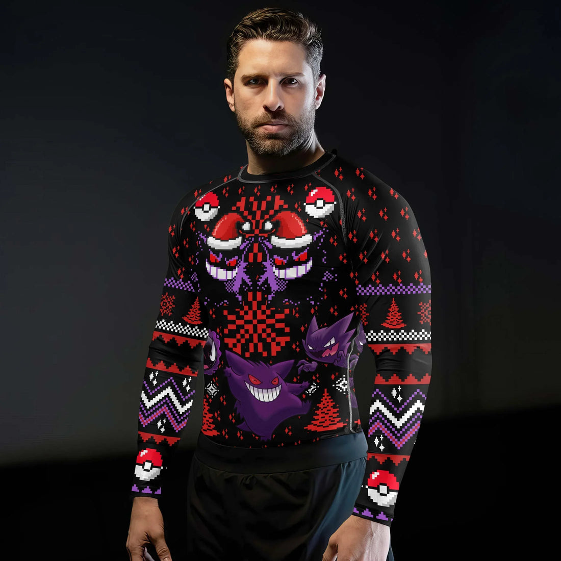 Pokemon Gastly Haunter Gengar Christmas Rash Guard