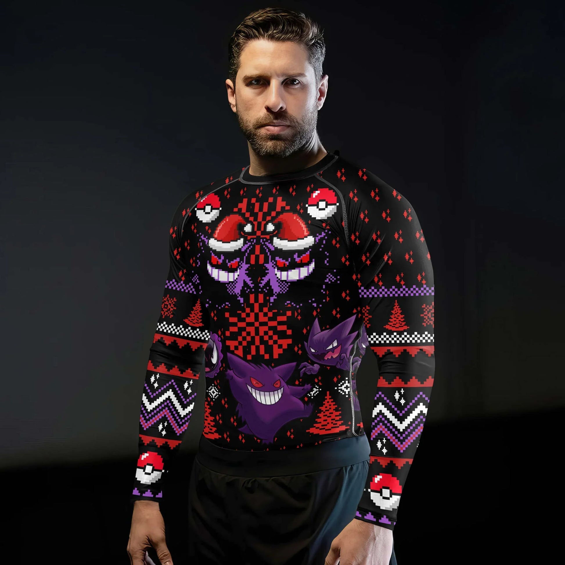 Pokemon Gastly Haunter Gengar Christmas Rash Guard