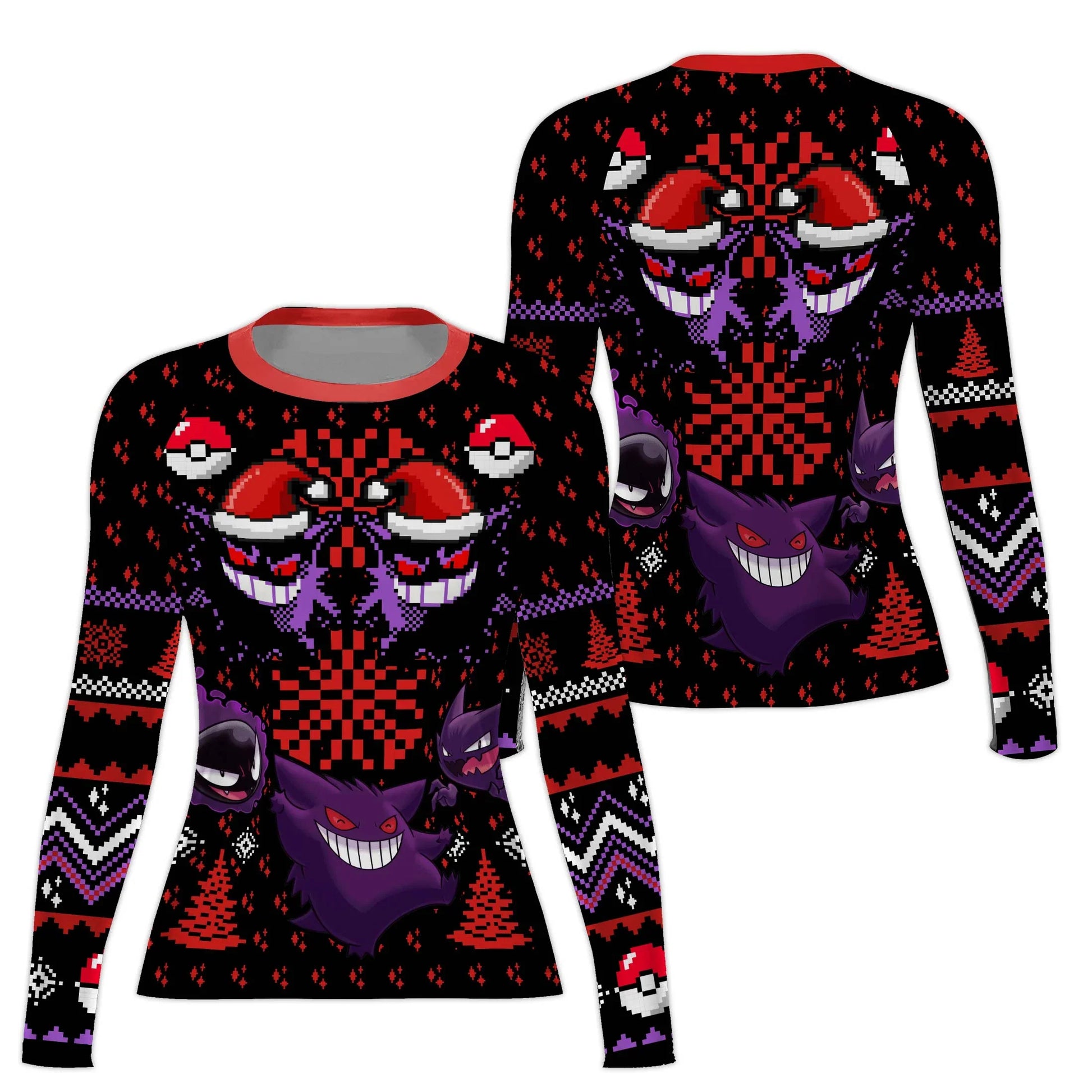 Pokemon Gastly Haunter Gengar Christmas Rash Guard