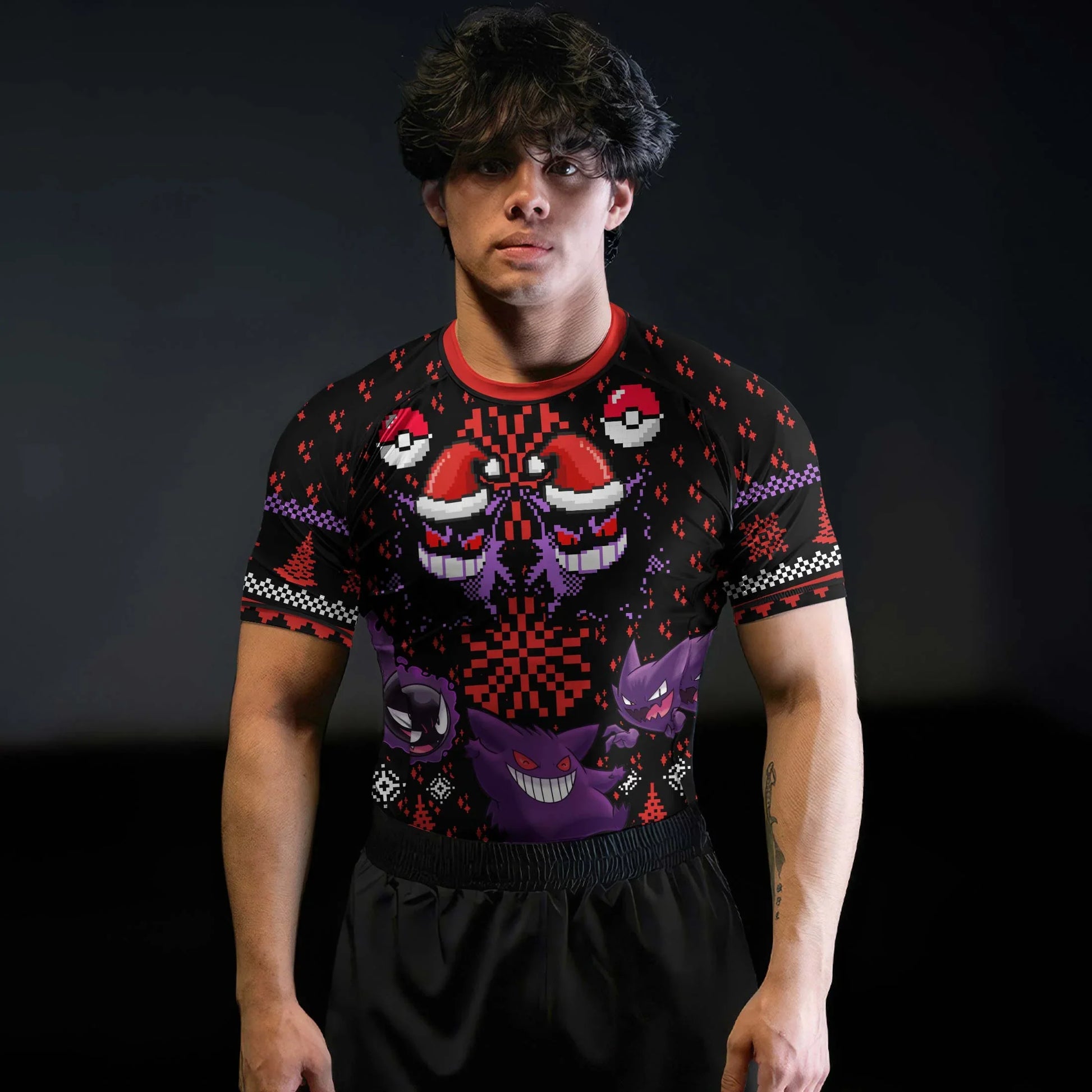 Pokemon Gastly Haunter Gengar Christmas Rash Guard