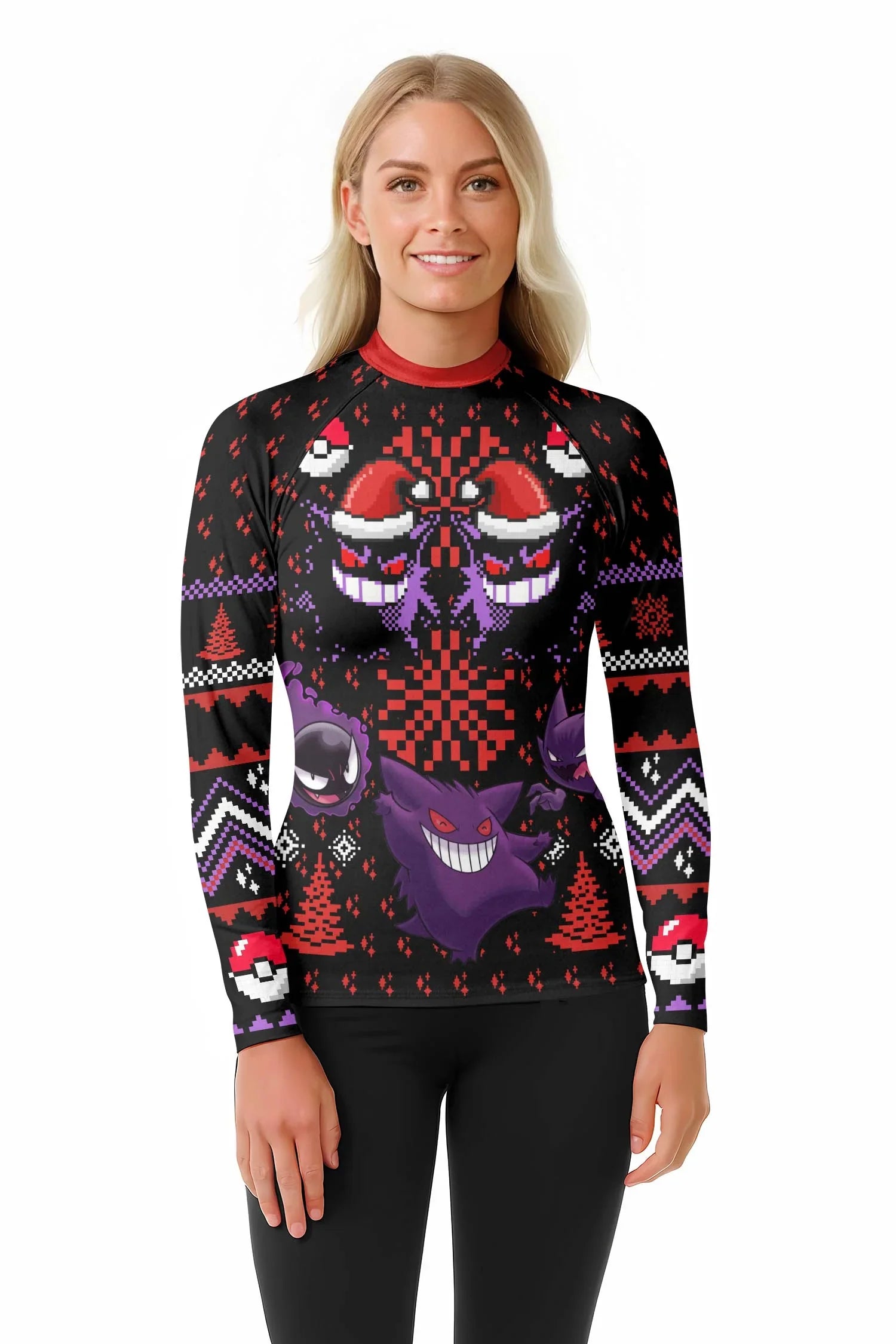 Pokemon Gastly Haunter Gengar Christmas Rash Guard