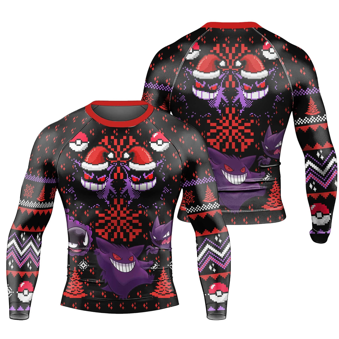 Pokemon Gastly Haunter Gengar Christmas Rash Guard