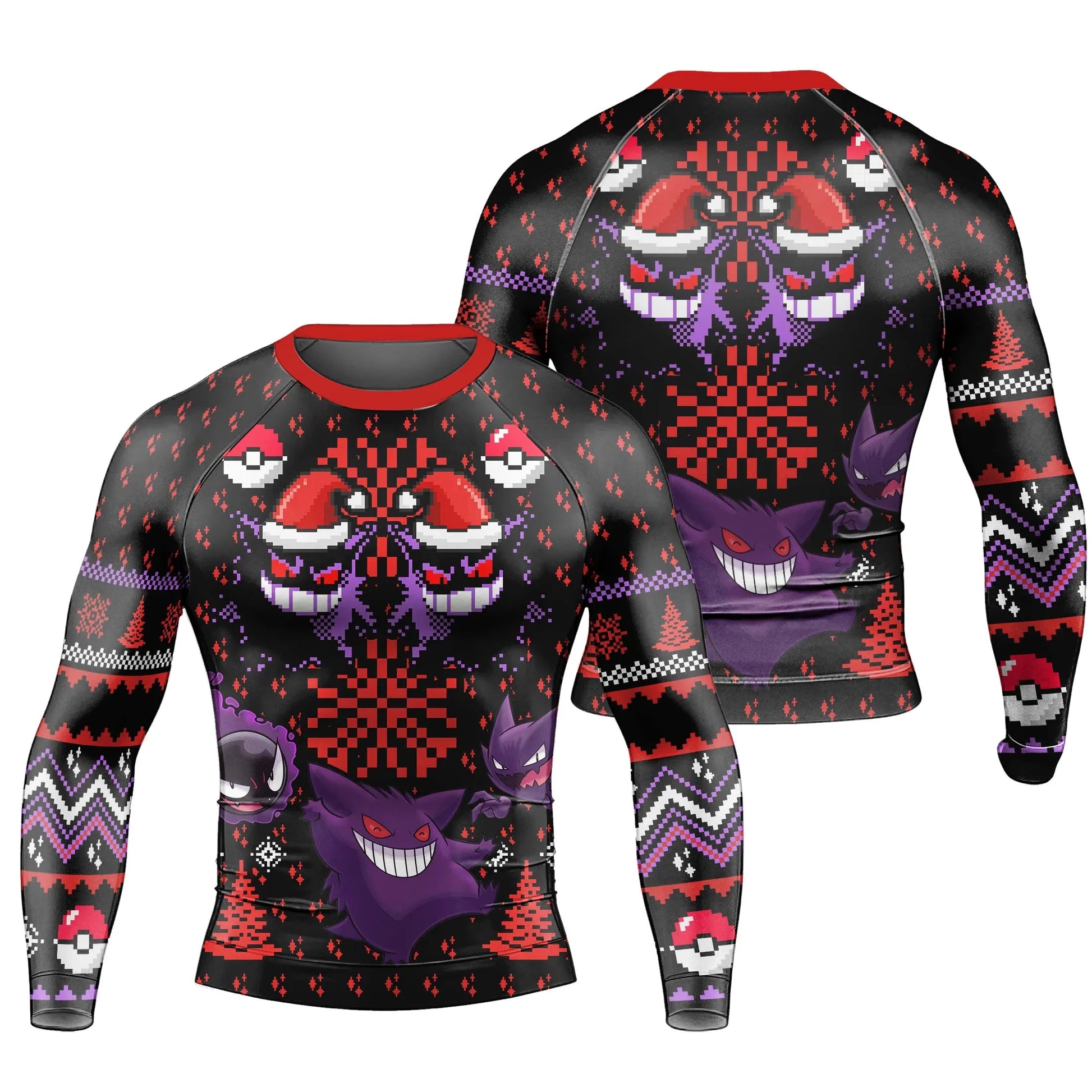 Pokemon Gastly Haunter Gengar Christmas Rash Guard