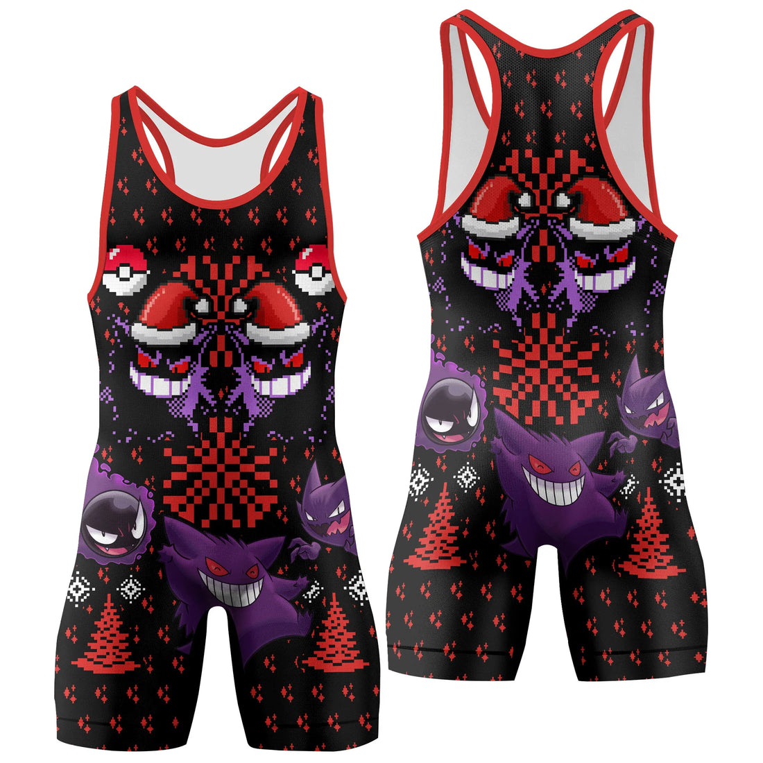 Pokemon Gastly Haunter Gengar Christmas Wrestling Singlet