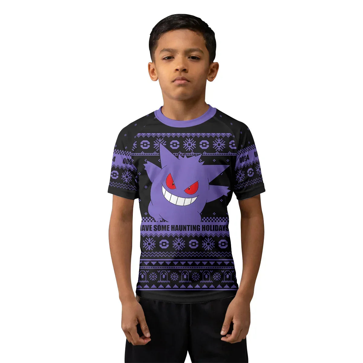 Pokemon Gengar Christmas Kids Rash Guard