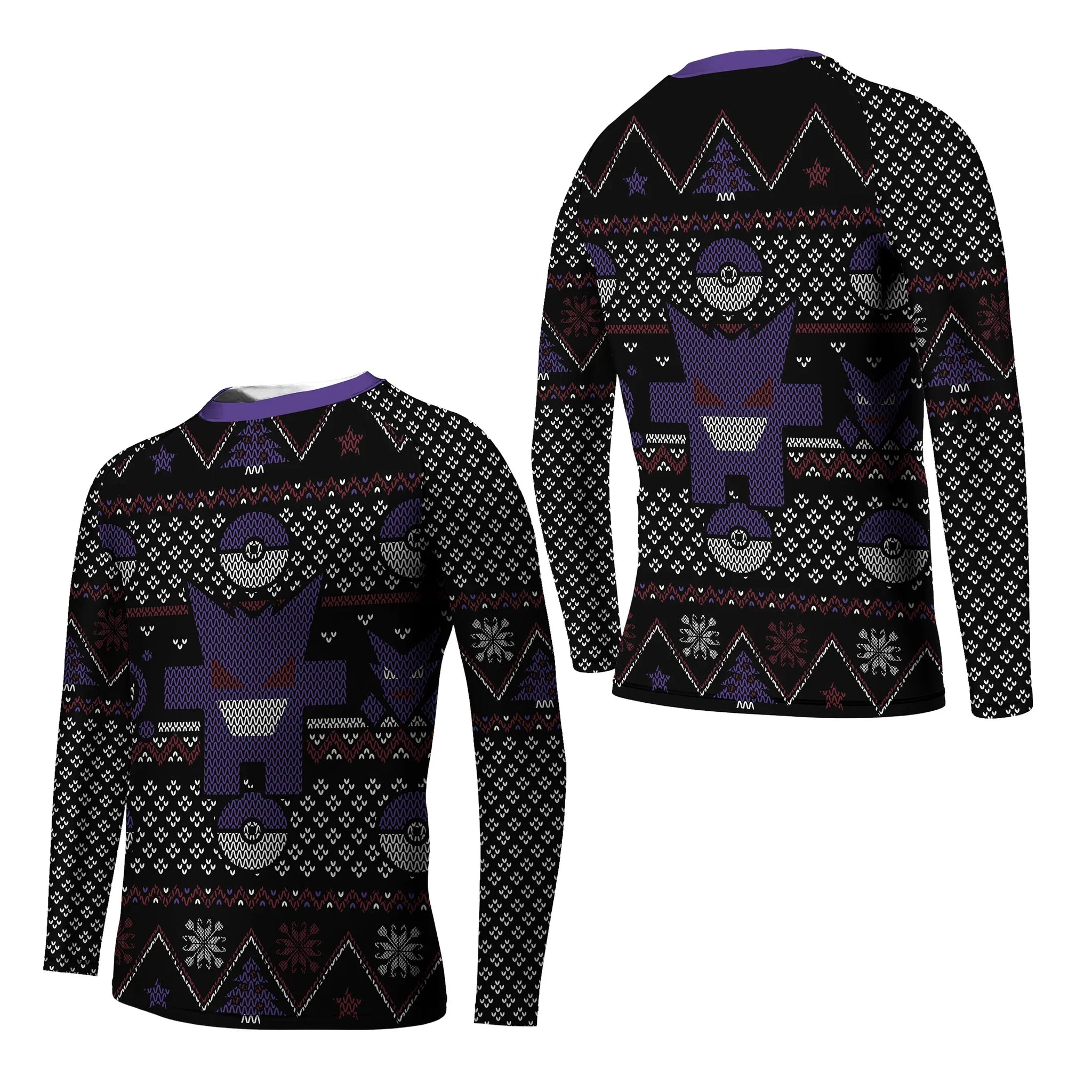 Pokemon Gengar Pixel Christmas Kids Rash Guard