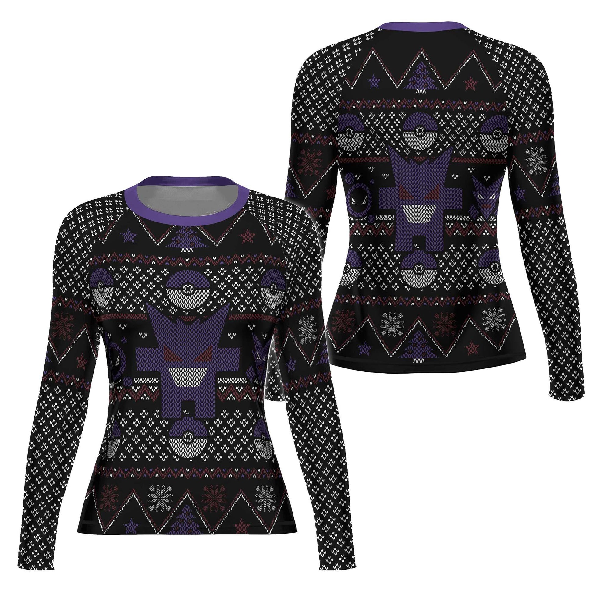 Pokemon Gengar Pixel Christmas Rash Guard