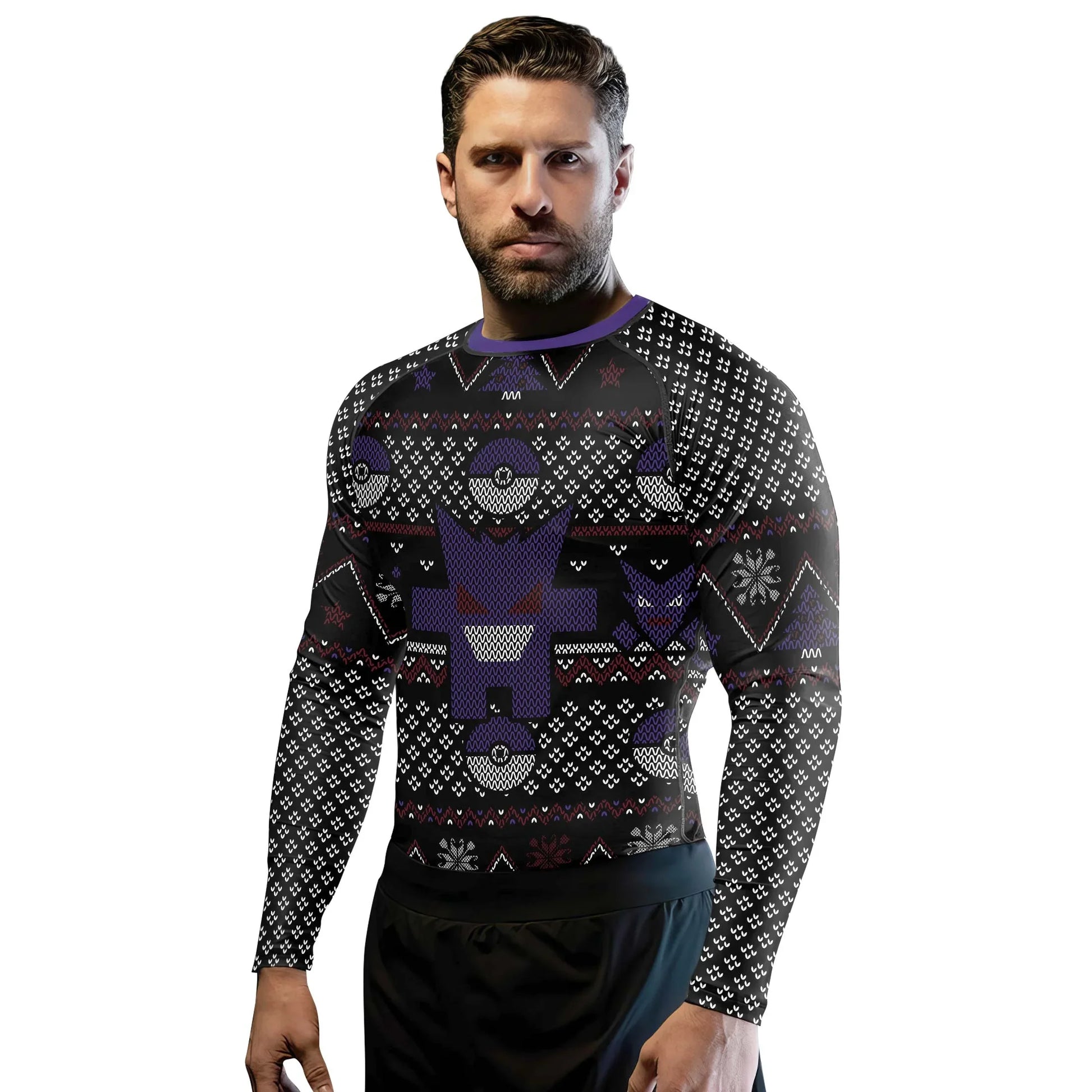 Pokemon Gengar Pixel Christmas Rash Guard