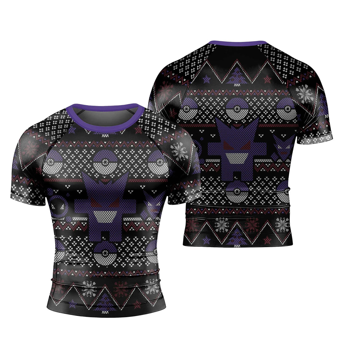 Pokemon Gengar Pixel Christmas Rash Guard