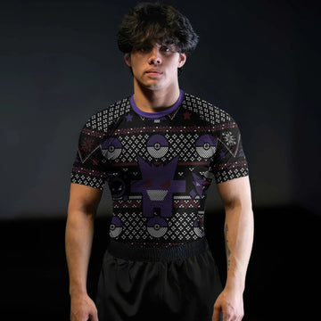 Pokemon Gengar Pixel Christmas Rash Guard