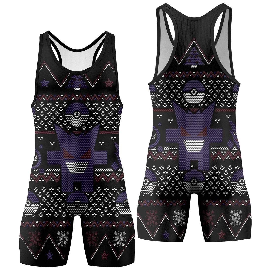 Pokemon Gengar Pixel Christmas Wrestling Singlet
