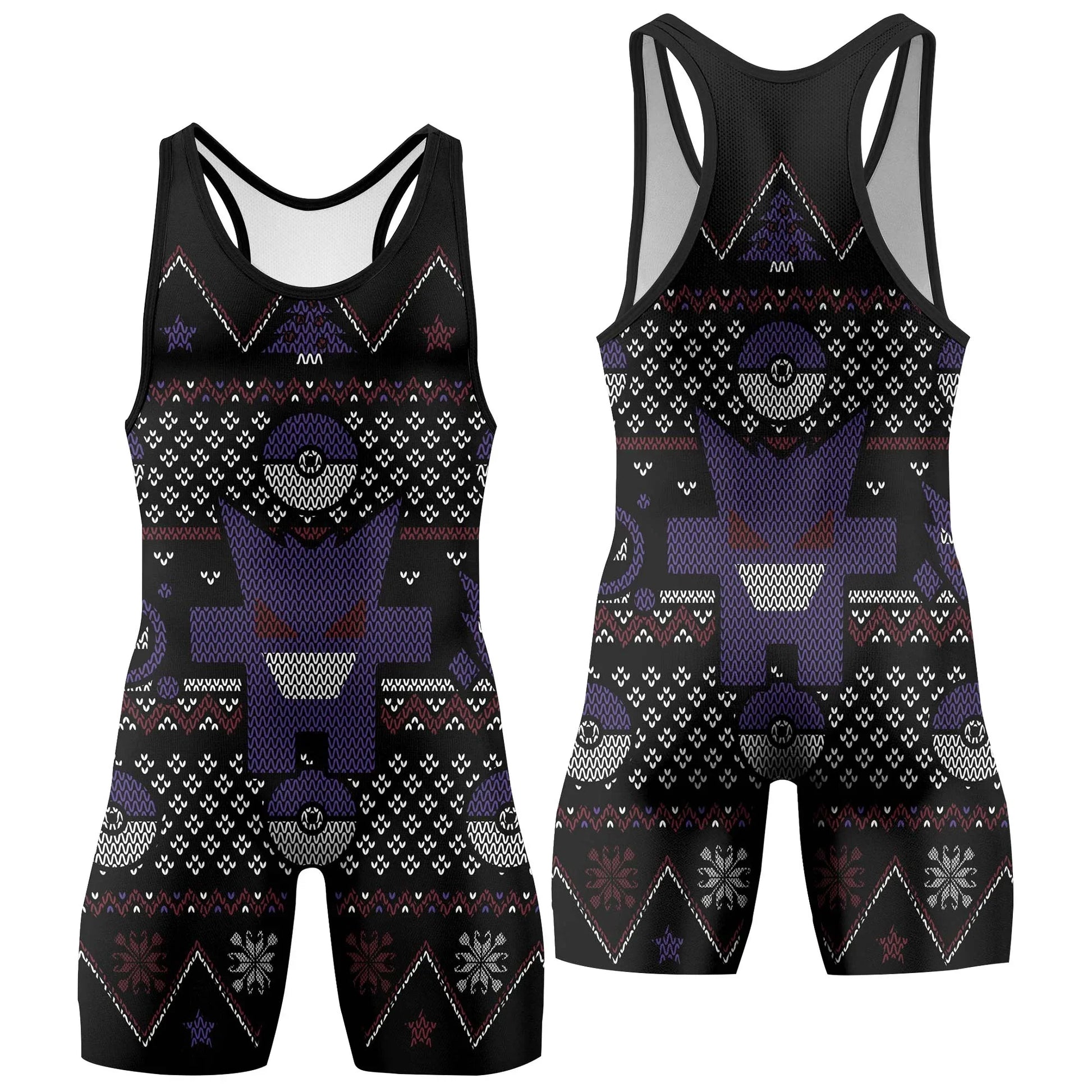 Pokemon Gengar Pixel Christmas Wrestling Singlet