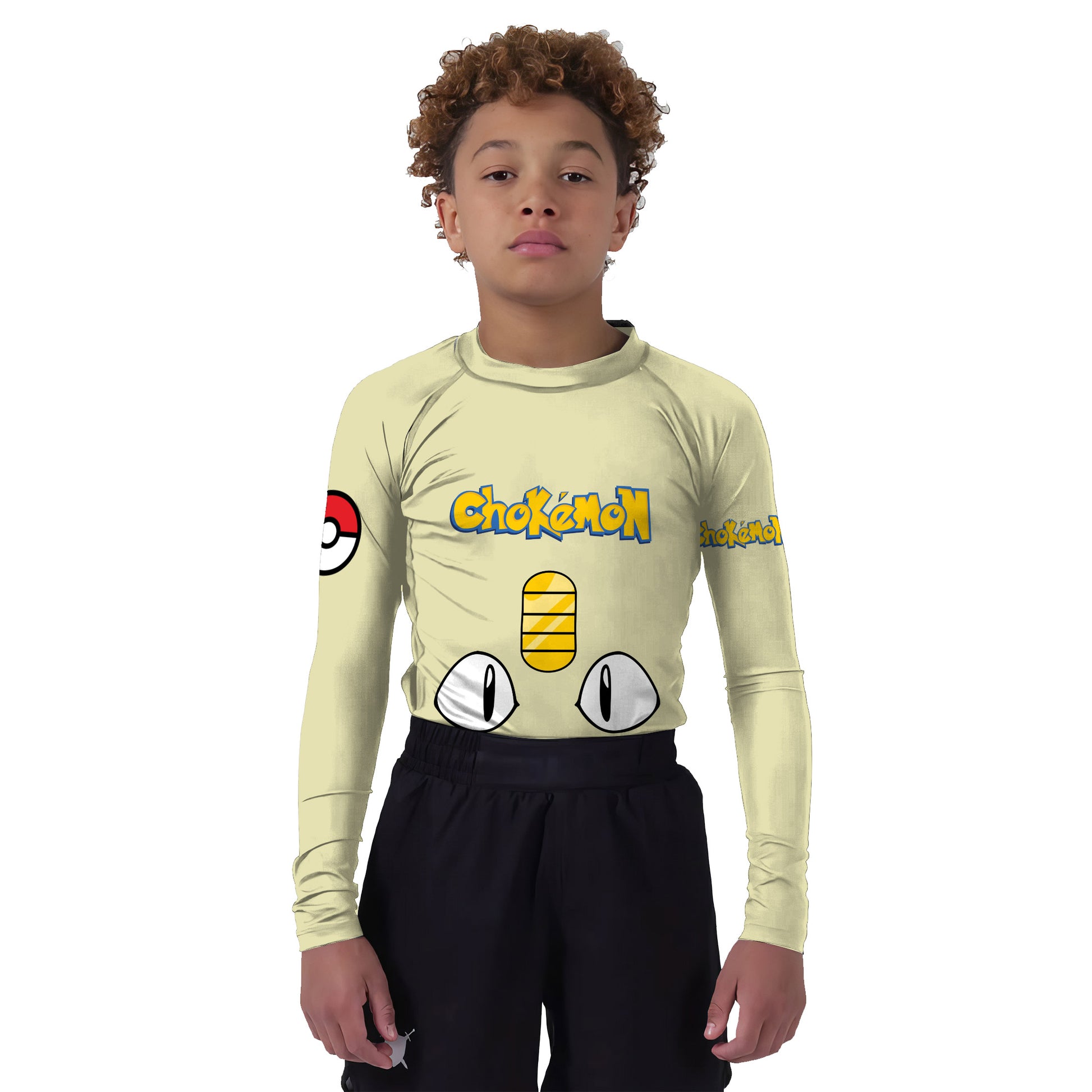 Pokemon Meowth Face Kids Rash Guard